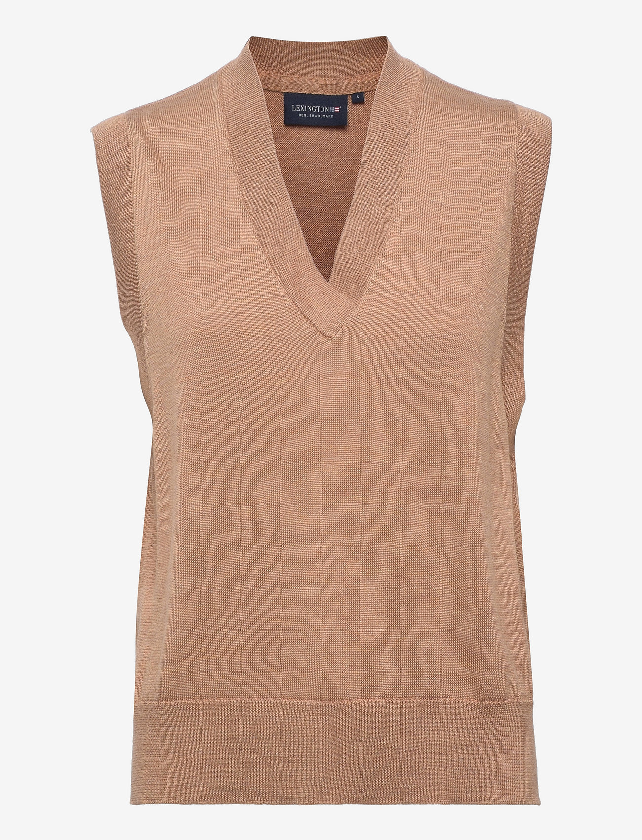 Lexington Clothing Audrina Merino Wool/Silk Blend Knitted Vest - Strikveste - LIGHT BROWN / brown