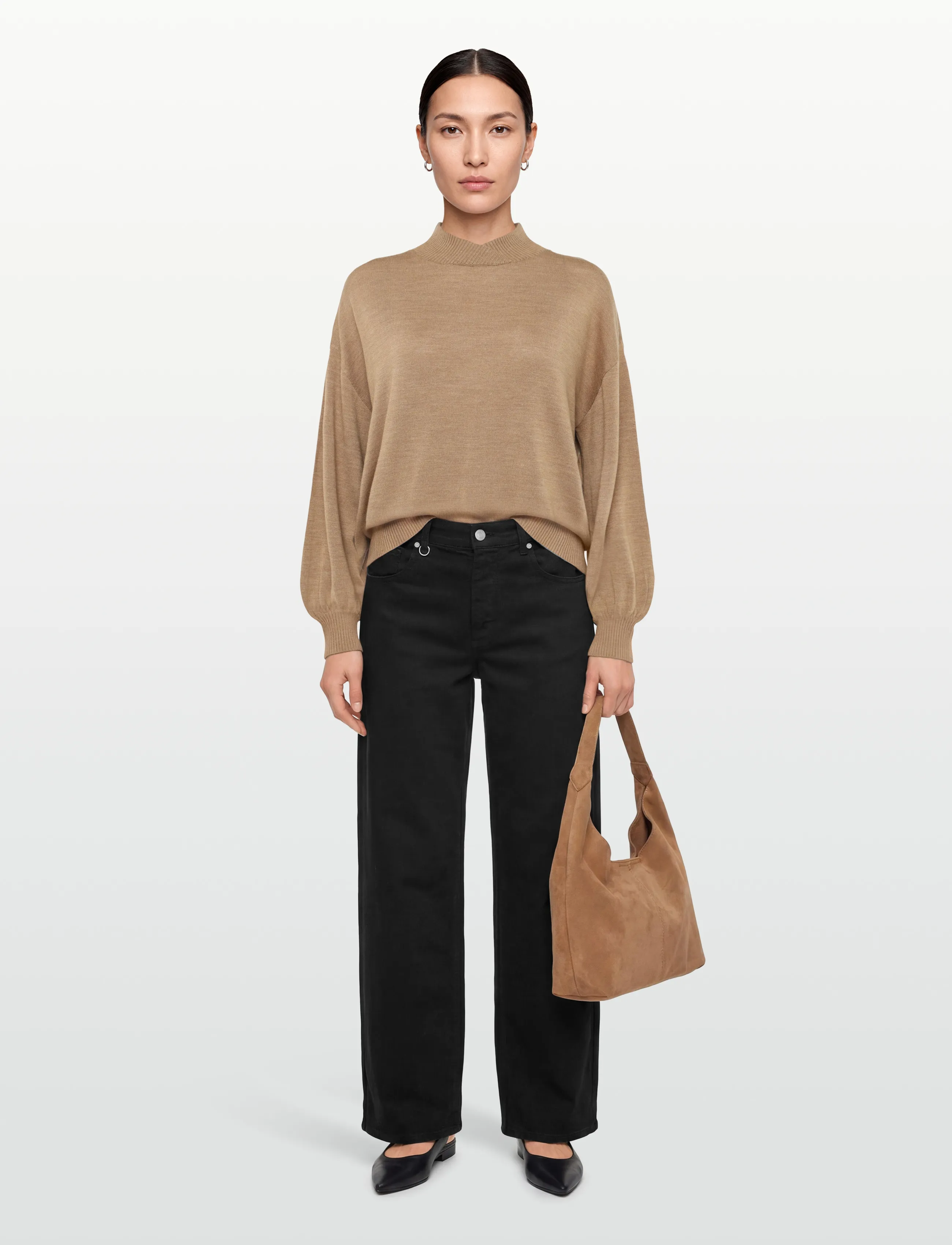Lexington Clothing - Callie Merino Wool/Silk Blend Mock Neck Sweater - light brown - 0
