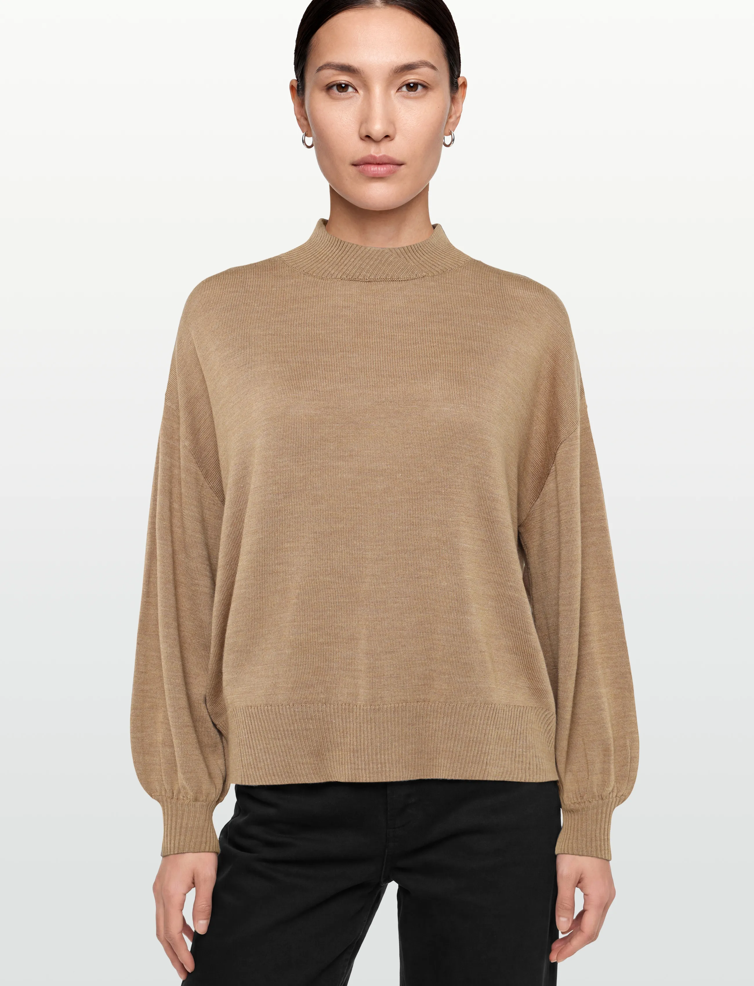 Lexington Clothing - Callie Merino Wool/Silk Blend Mock Neck Sweater - light brown - 3