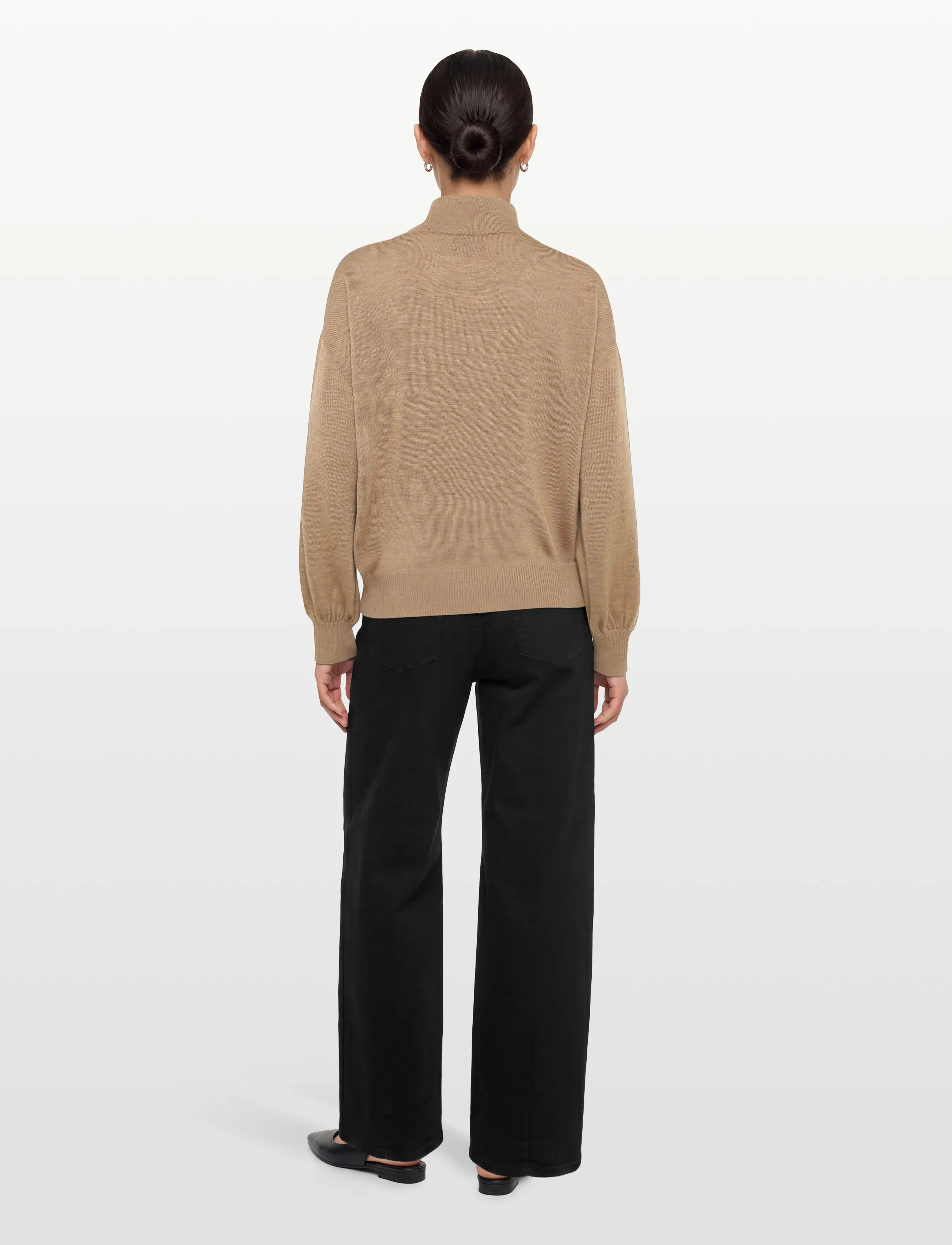 Lexington Clothing - Callie Merino Wool/Silk Blend Mock Neck Sweater - light brown - 4