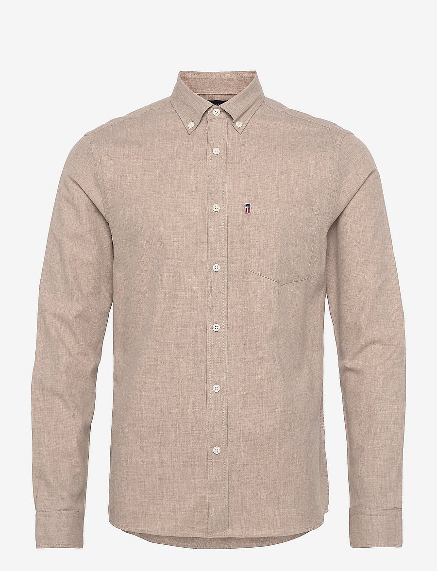 Lexington Clothing - Peter Lt Flannel Shirt - light beige melange - 0