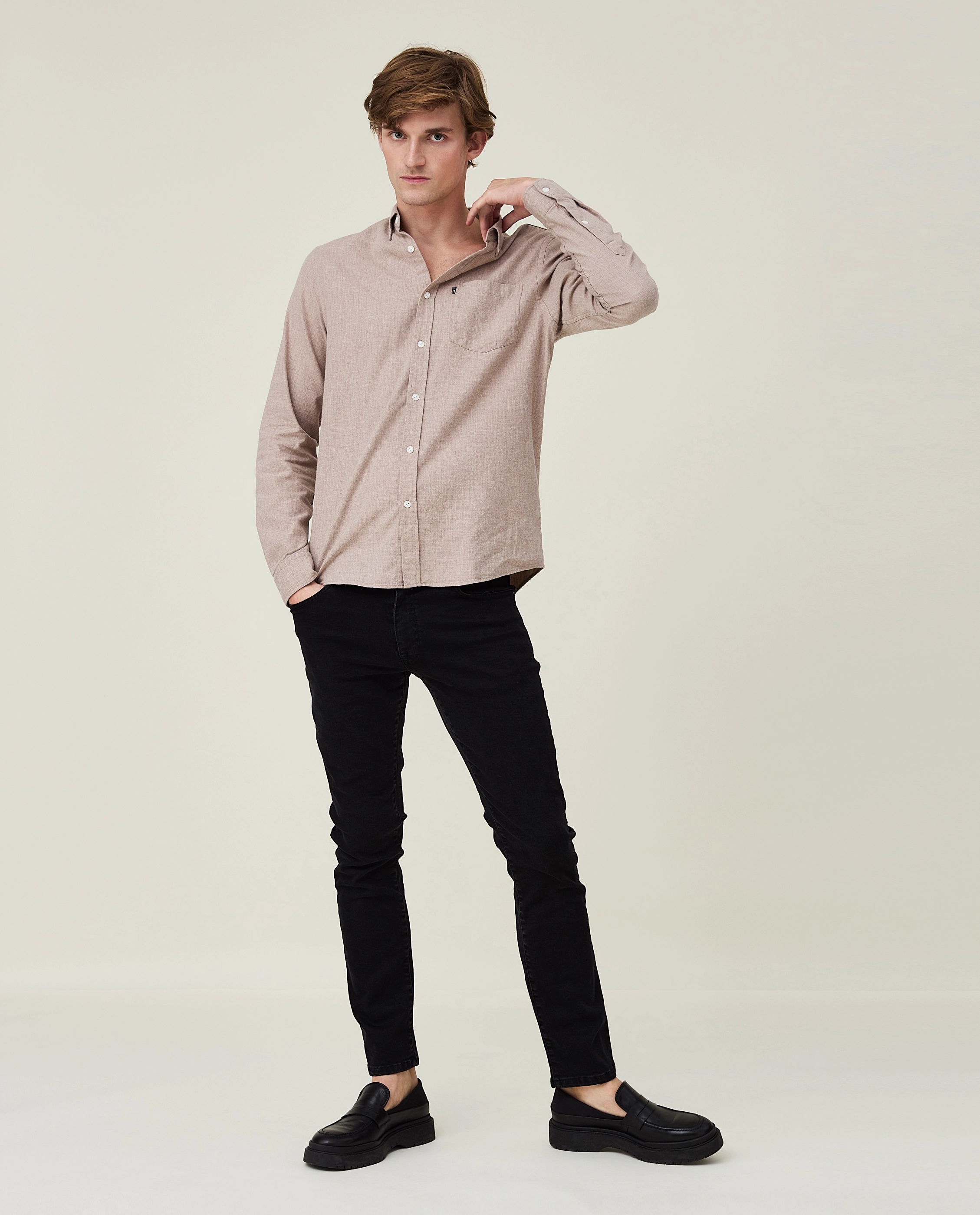 Lexington Clothing - Peter Lt Flannel Shirt - light beige melange - 2