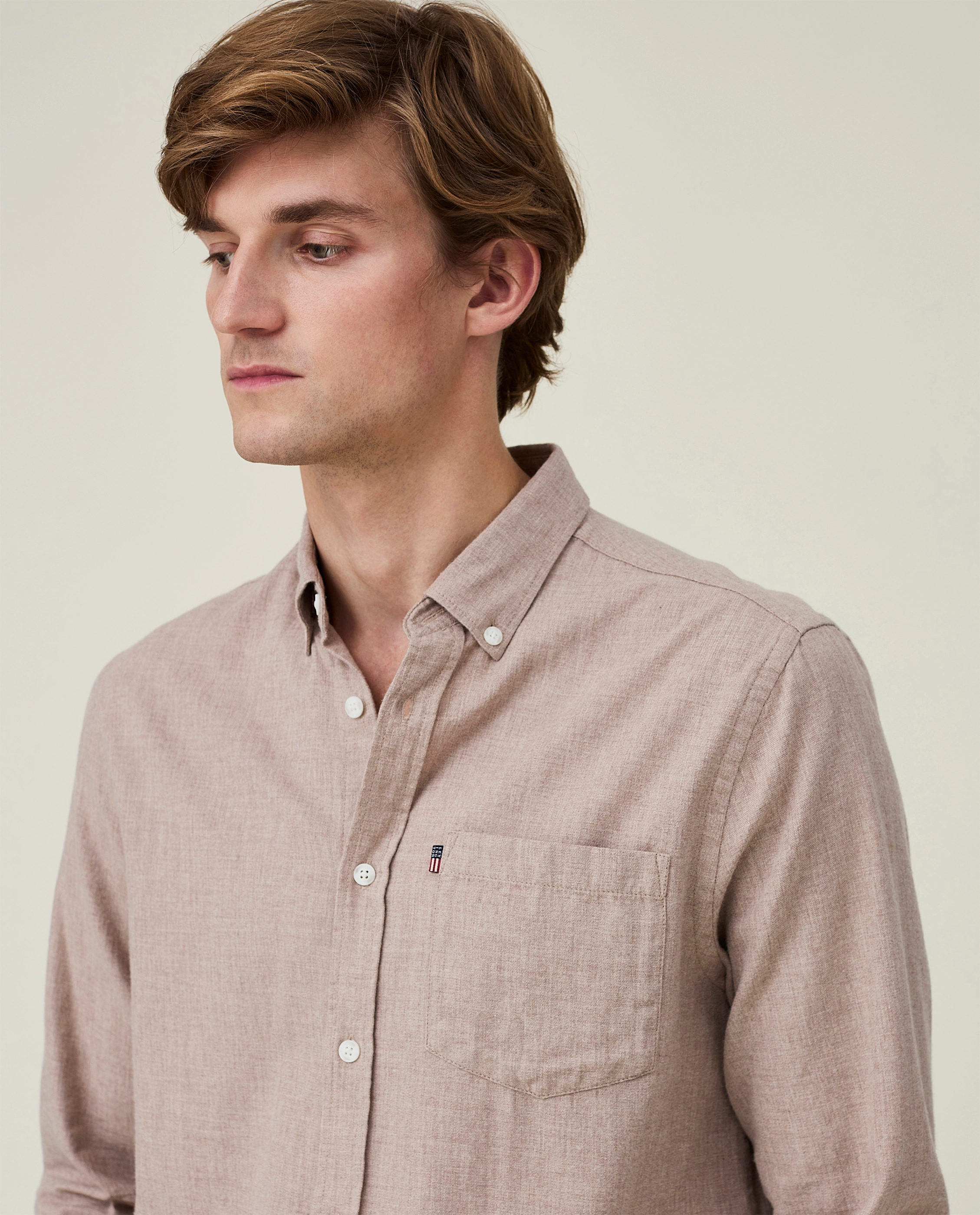 Lexington Clothing - Peter Lt Flannel Shirt - light beige melange - 4