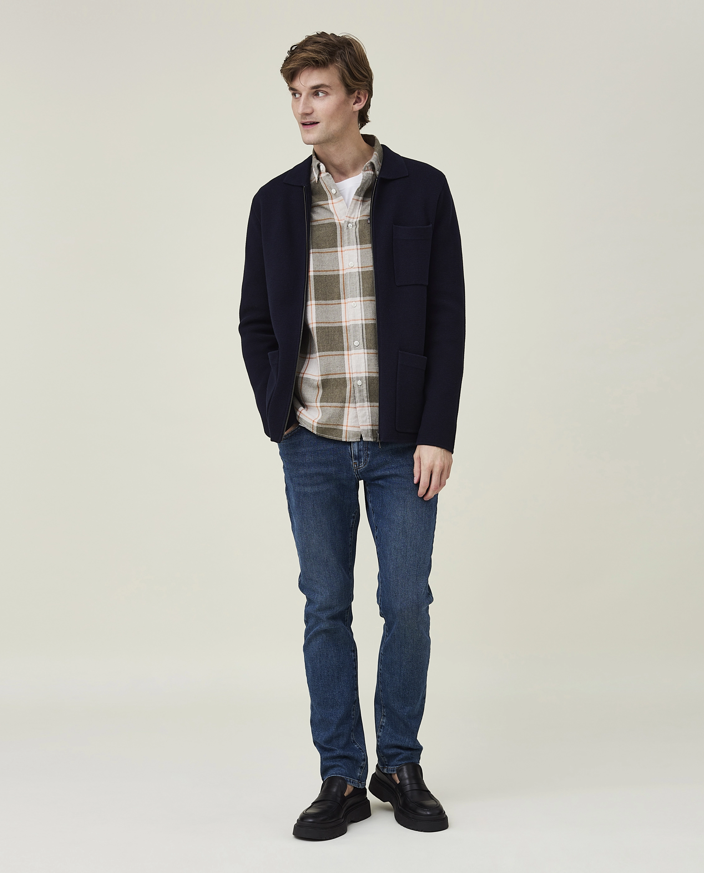 Lexington Clothing - Abel Knitted Zip Overshirt - dark blue - 2