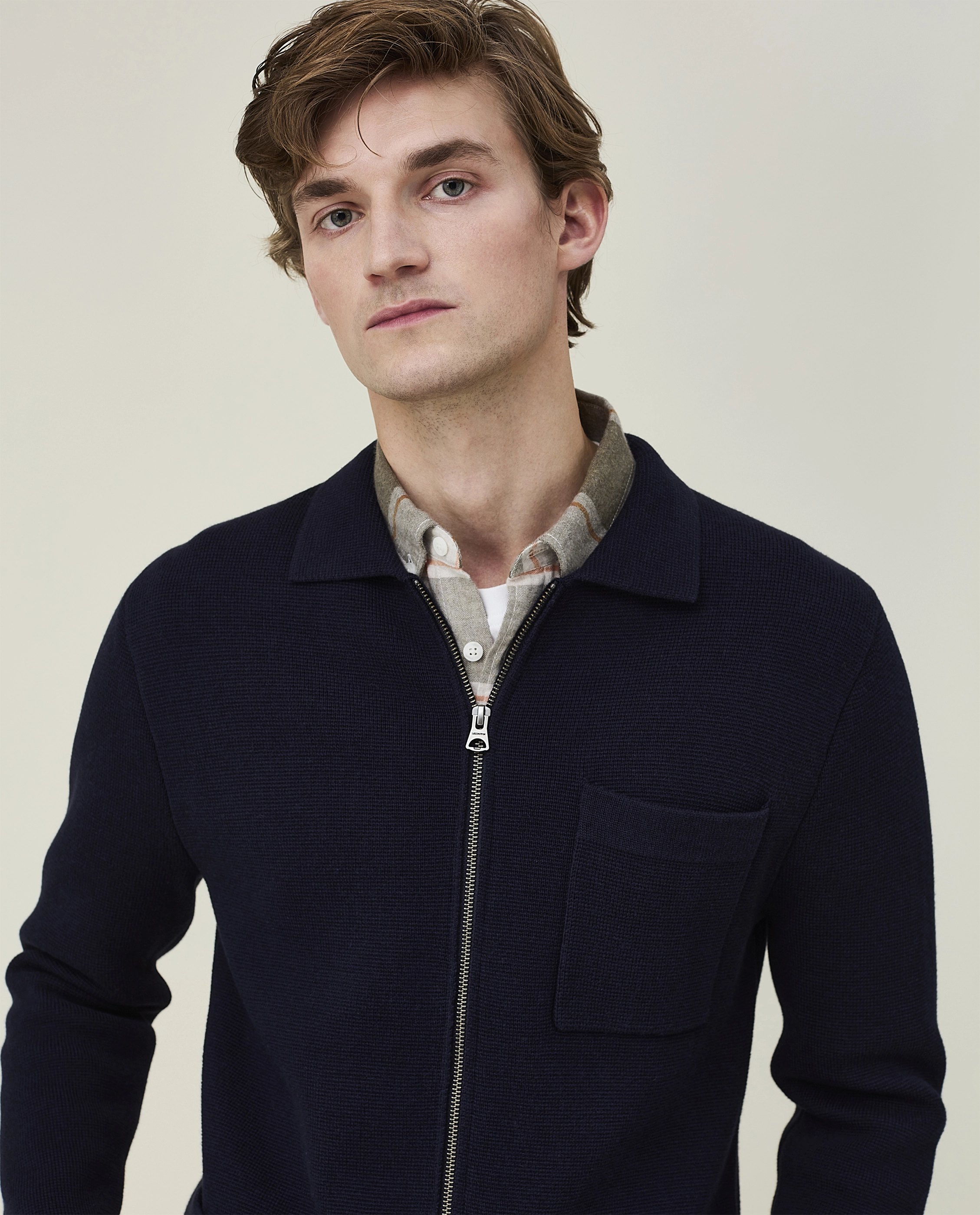 Lexington Clothing - Abel Knitted Zip Overshirt - dark blue - 4
