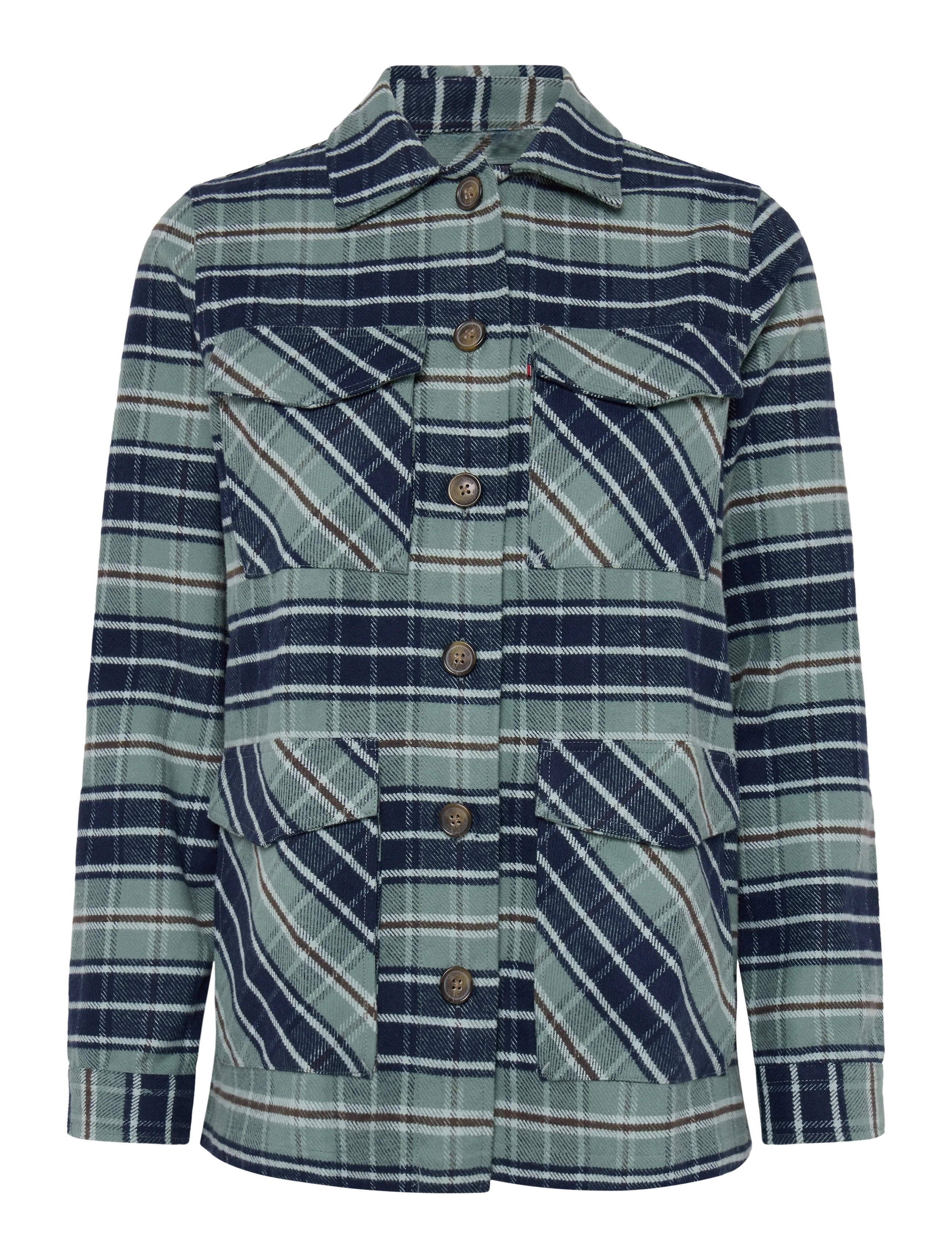 LEXINGTON CLOTHING Raven Organic Baumwolle Flannel Overshirt Grün - S - Damen