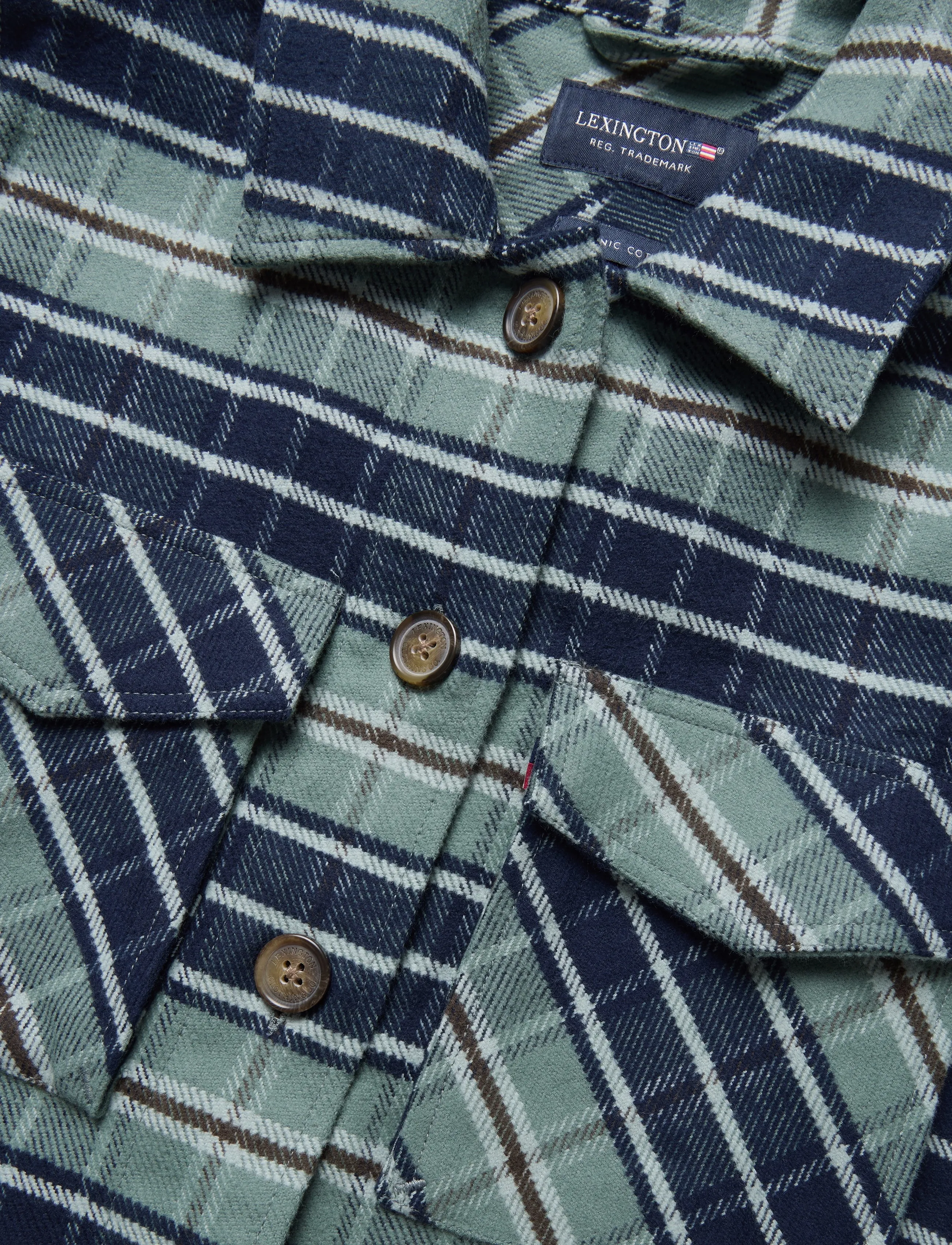 Lexington Clothing - Raven Organic Cotton Flannel Overshirt - viršutiniai drabužiai - green/blue multi check - 5