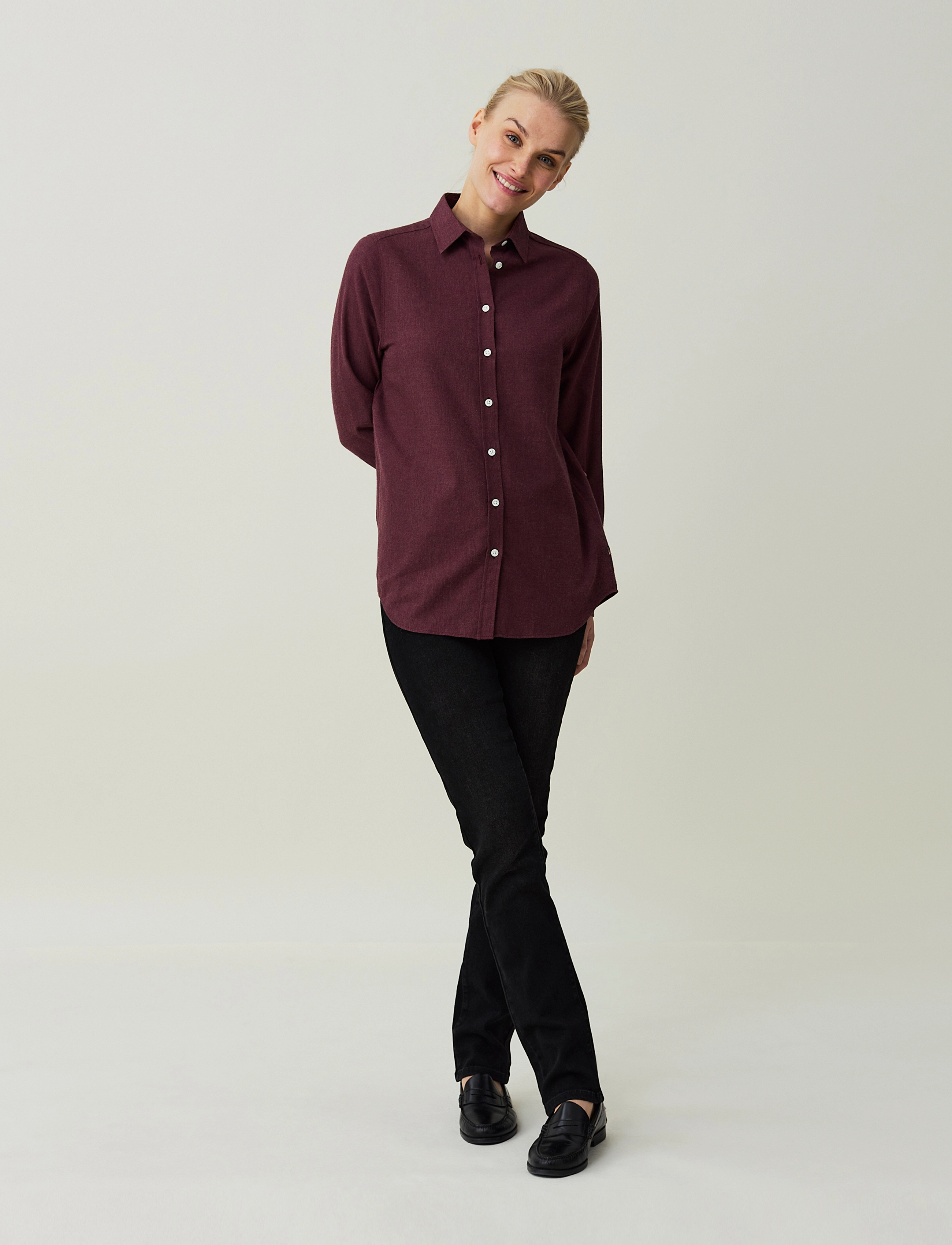 Lexington Clothing - Isa Organic Cotton Light Flannel Shirt - dark red melange - 2