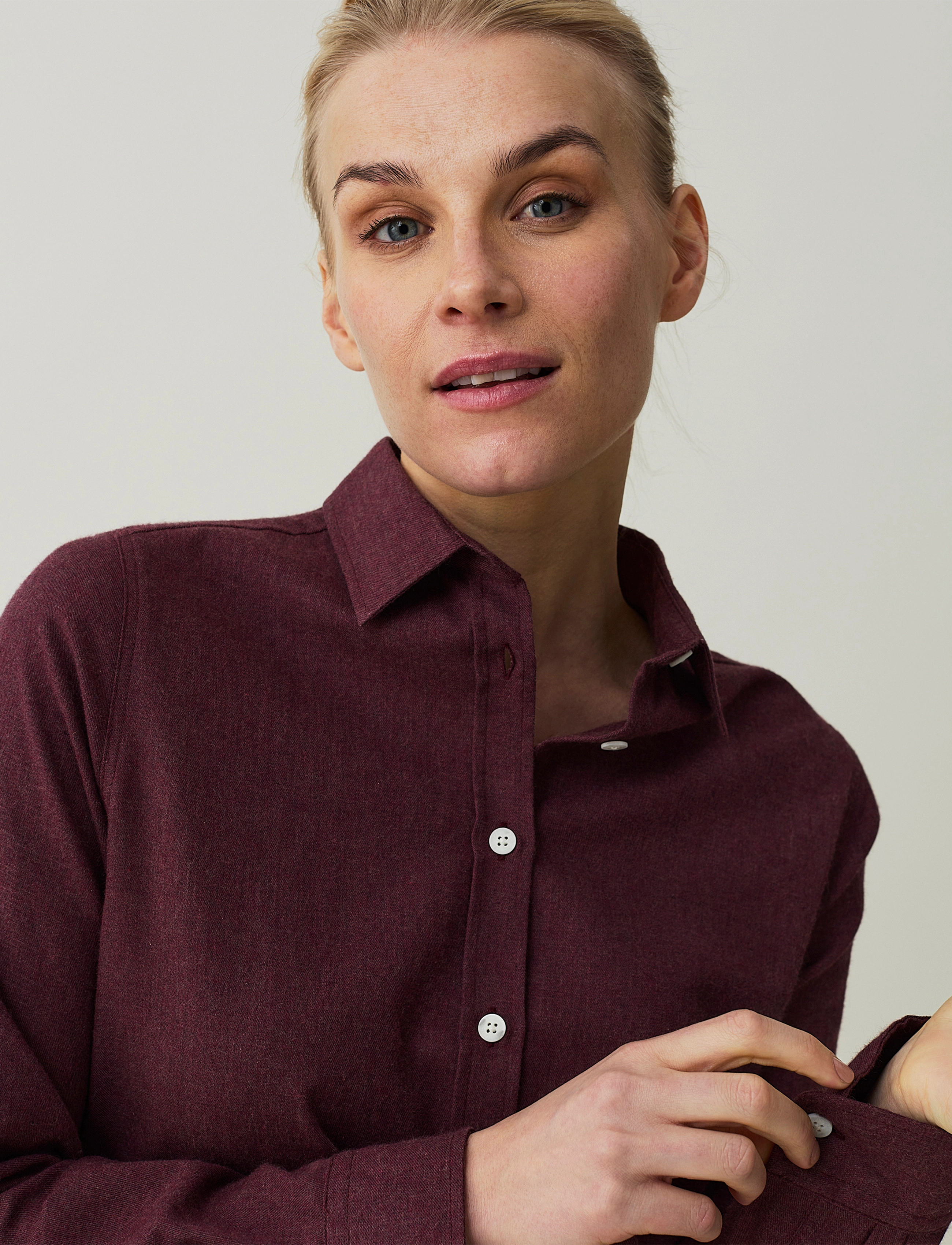 Lexington Clothing - Isa Organic Cotton Light Flannel Shirt - dark red melange - 4