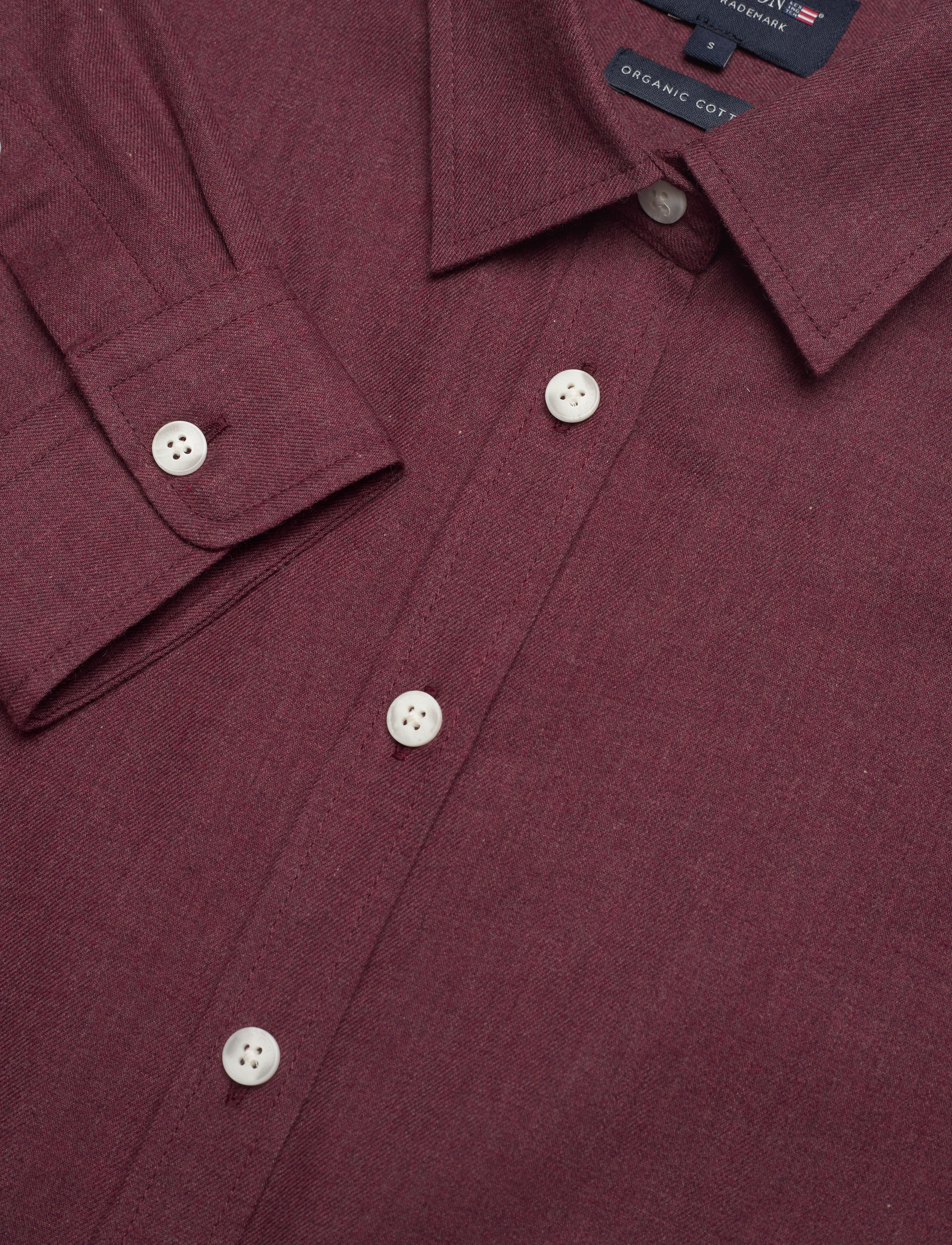 Lexington Clothing - Isa Organic Cotton Light Flannel Shirt - dark red melange - 5