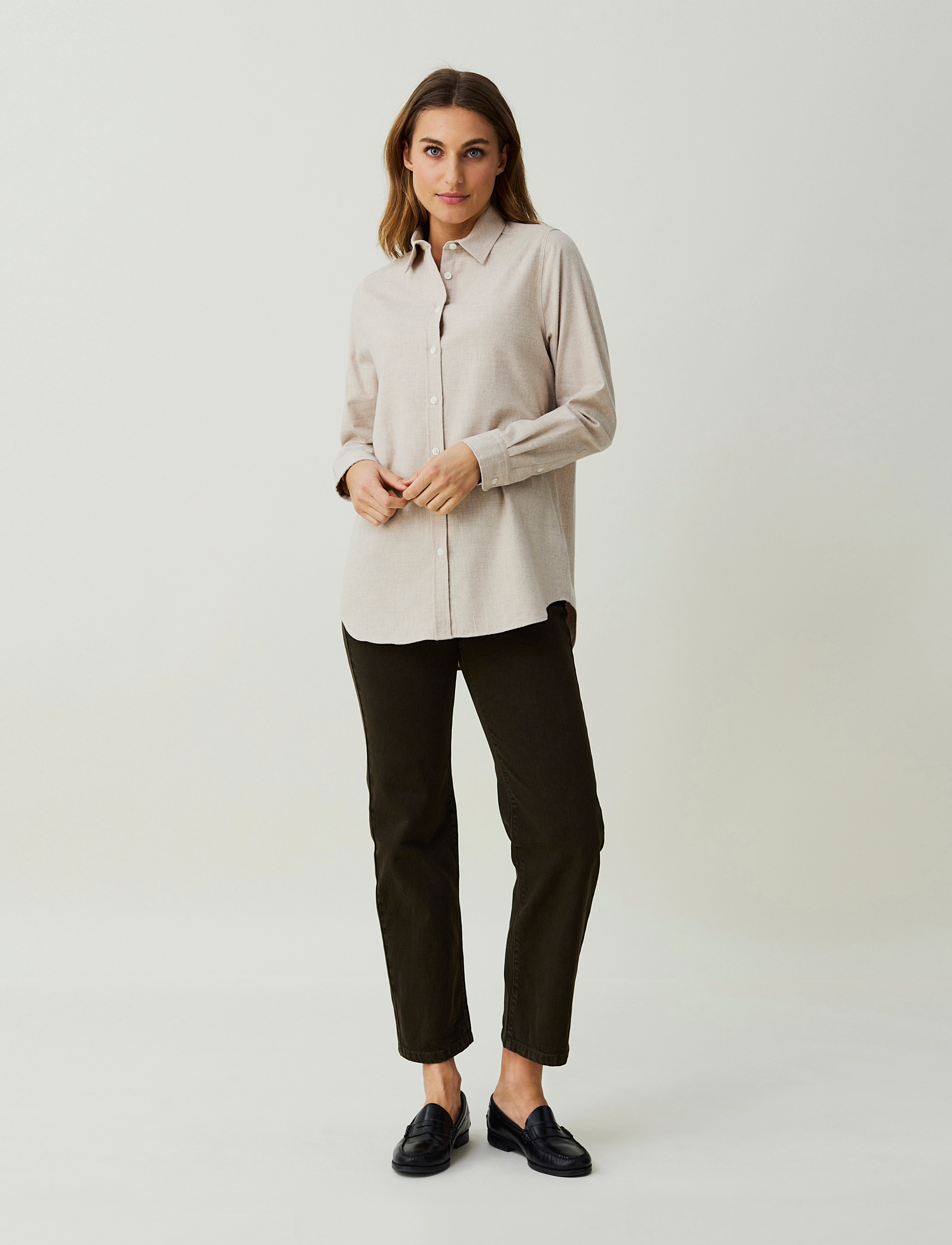 Lexington Clothing - Isa Organic Cotton Light Flannel Shirt - light beige melange - 2