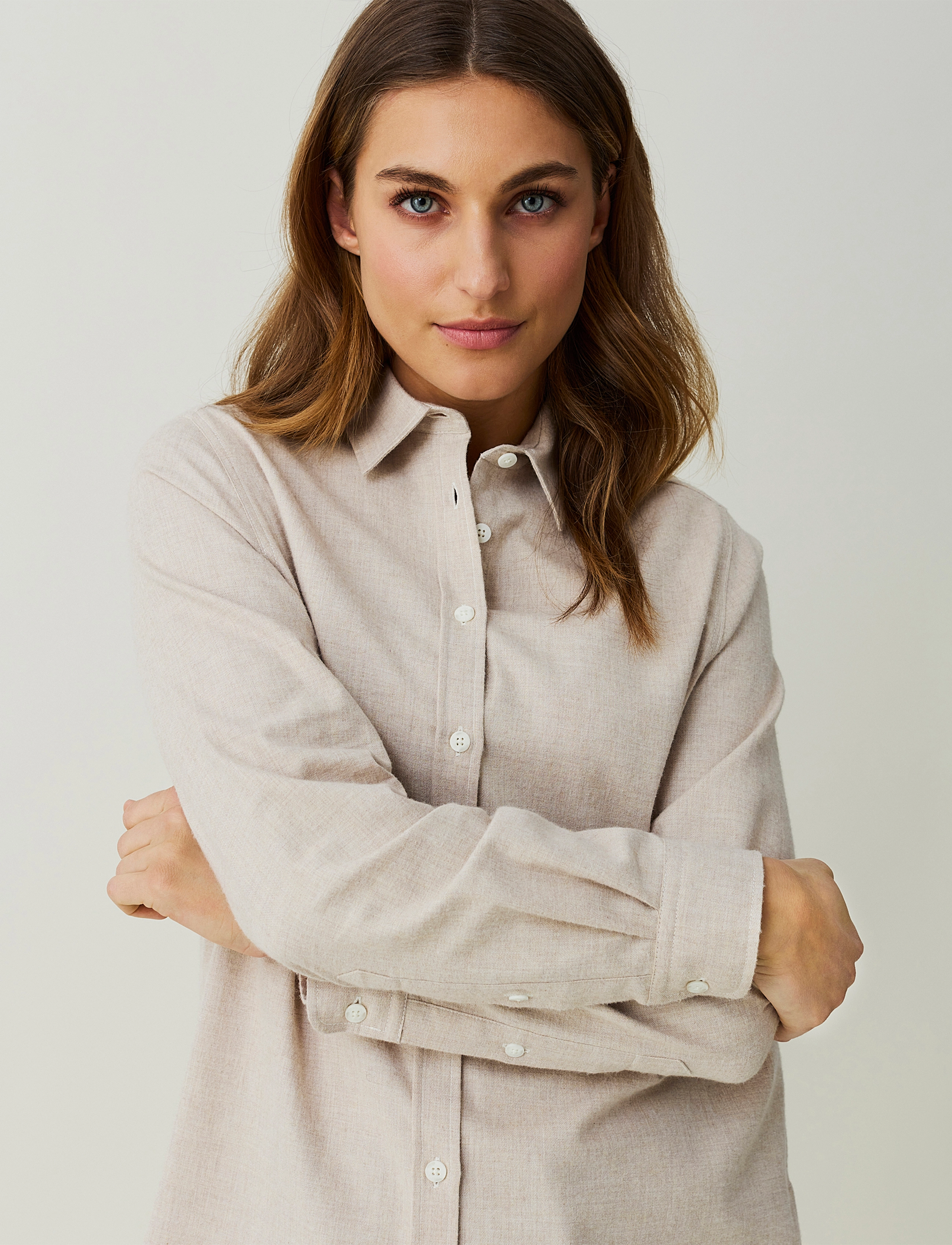 Lexington Clothing - Isa Organic Cotton Light Flannel Shirt - light beige melange - 4