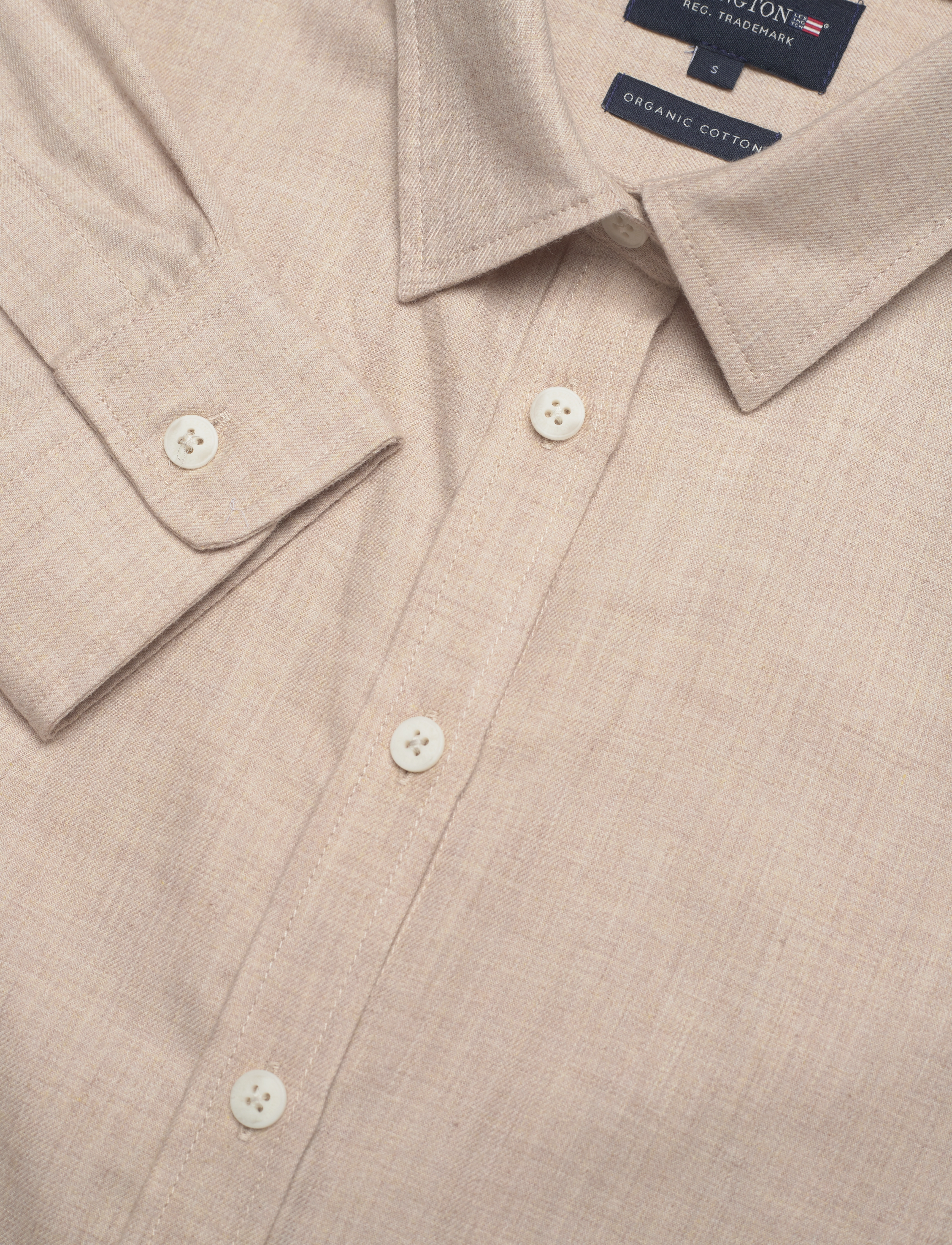 Lexington Clothing - Isa Organic Cotton Light Flannel Shirt - light beige melange - 5