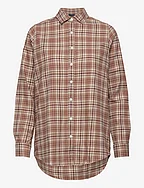 Isa Organic Cotton Flannel Shirt - BEIGE/DARK RED CHECK