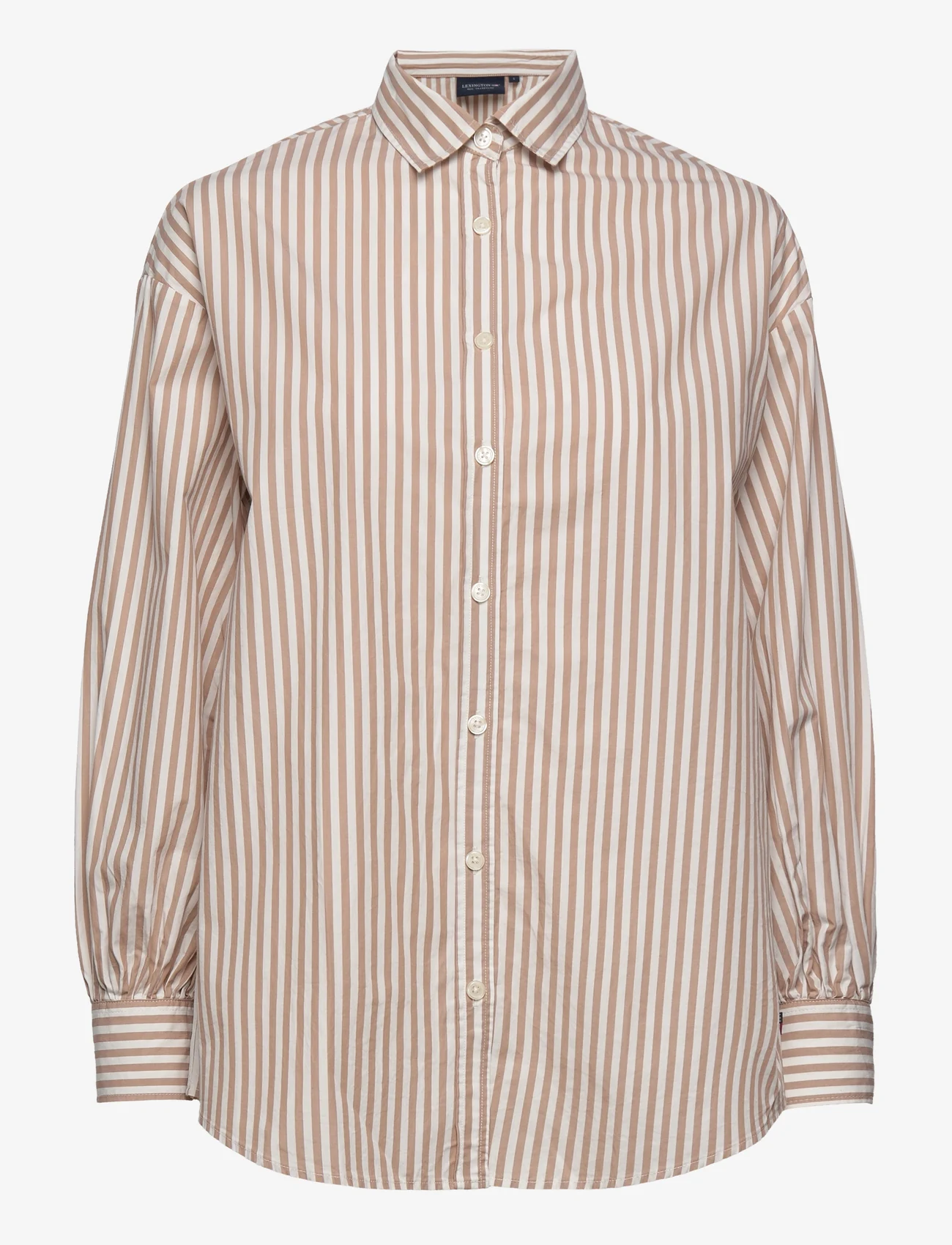 Lexington Clothing - Daphne Organic Cotton Poplin Shirt - long-sleeved shirts - beige/white stripe - 0