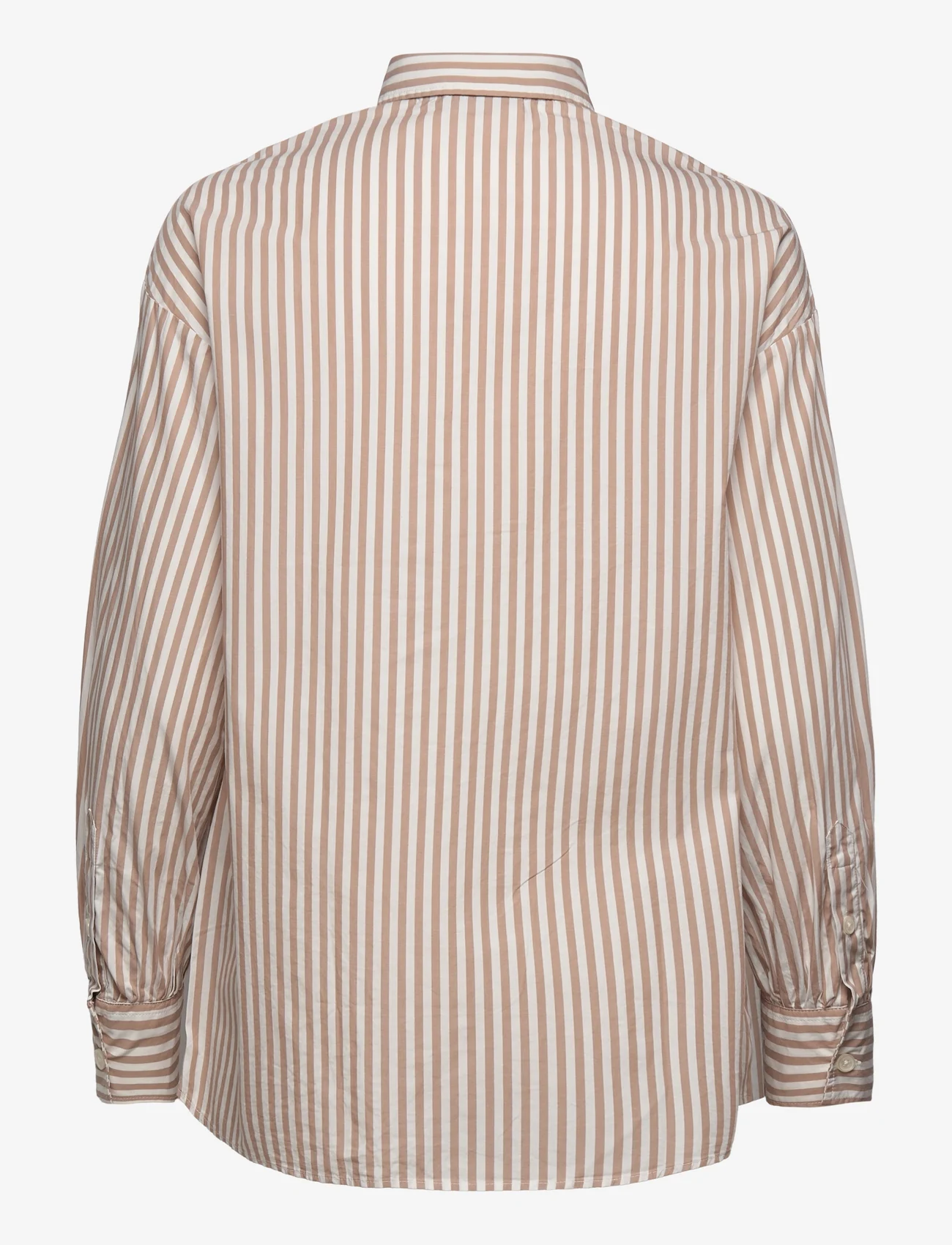 Lexington Clothing - Daphne Organic Cotton Poplin Shirt - beige/white stripe - 1