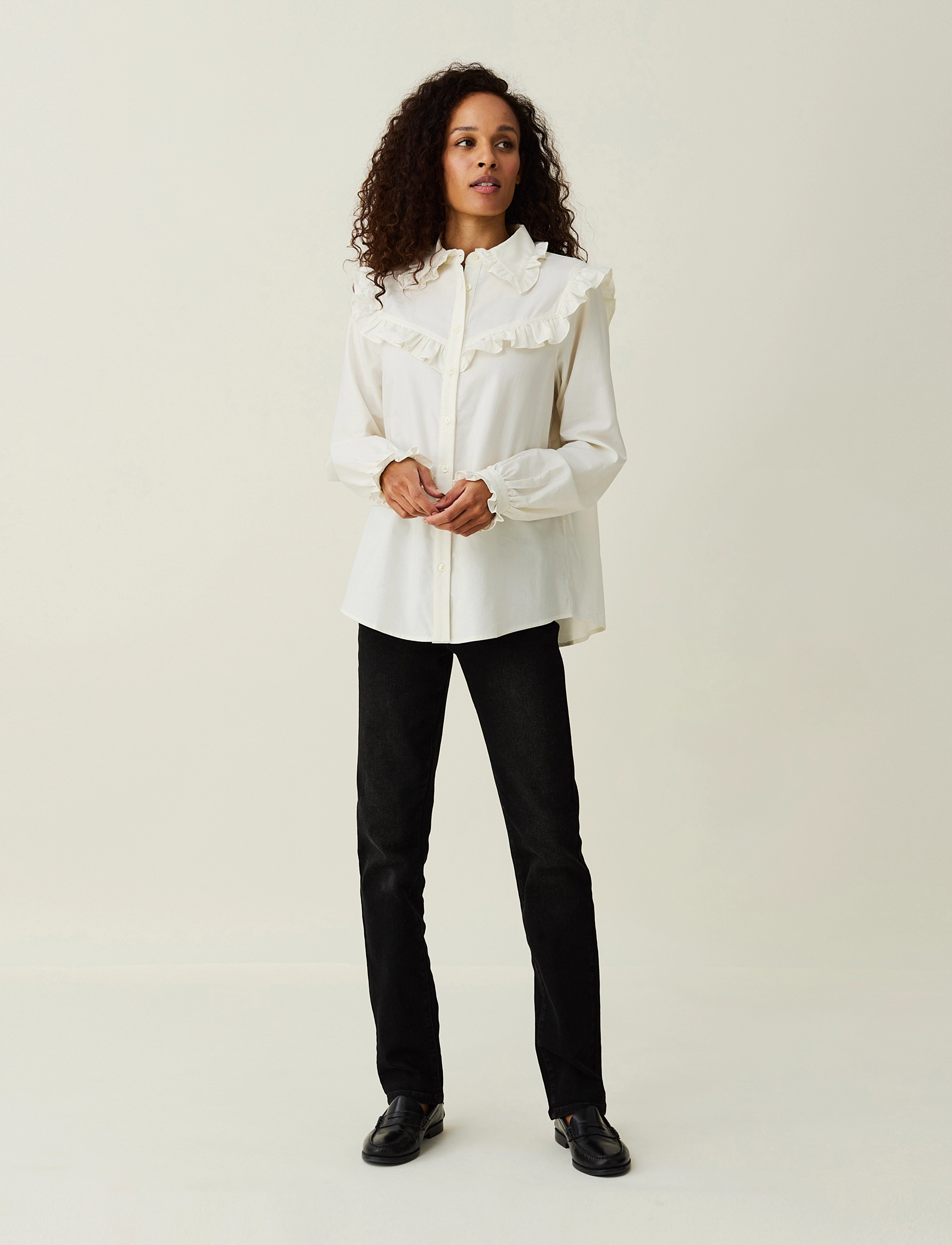 Lexington Clothing - Whitney Organic Cotton/Lyocell Ruffle Blouse - offwhite - 2