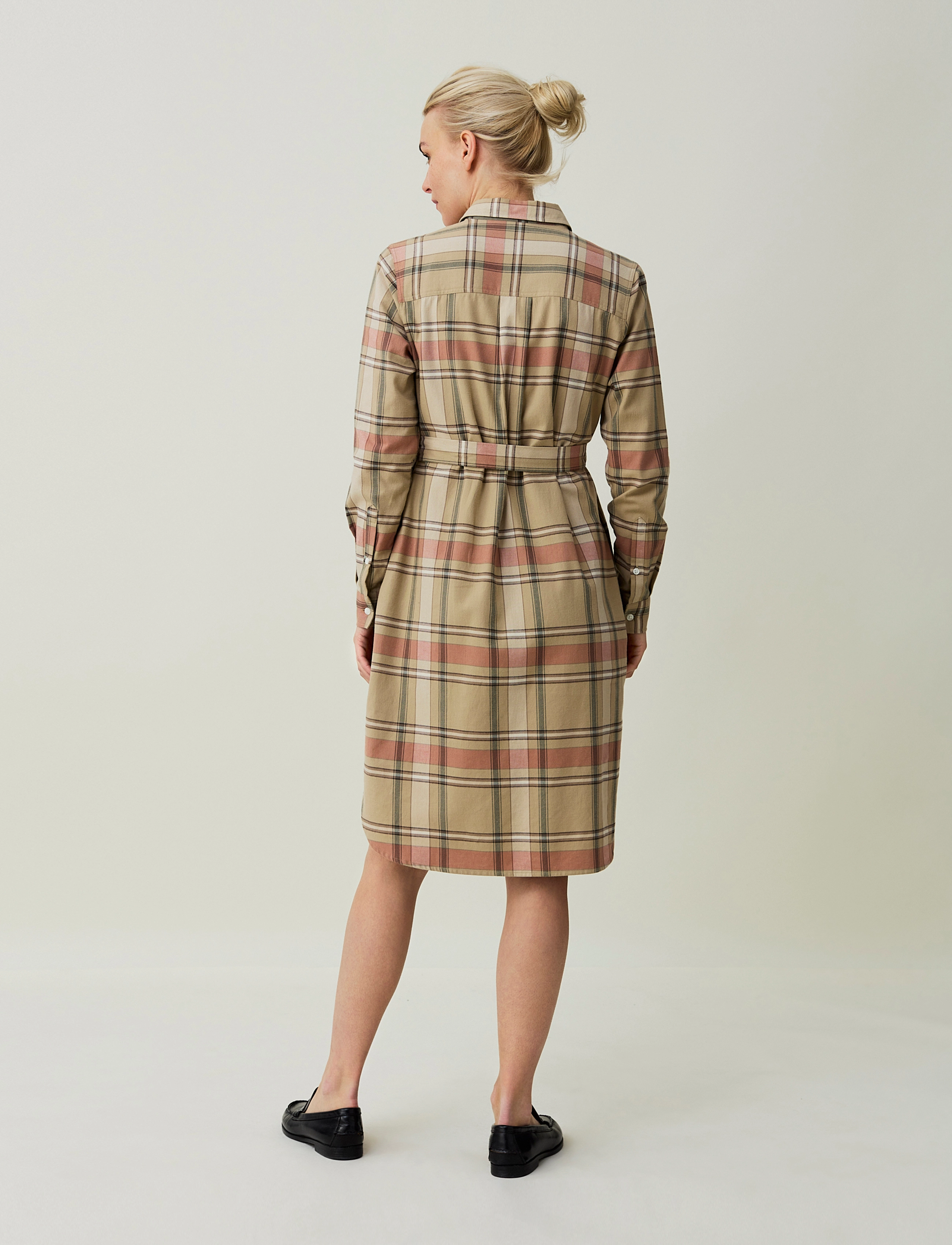 Lexington Clothing - Isa Organic Cotton Checked Flannel Shirt Dress - beige multi check - 3