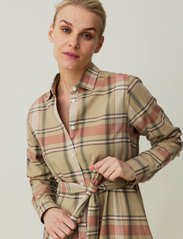 Lexington Clothing - Isa Organic Cotton Checked Flannel Shirt Dress - beige multi check - 4