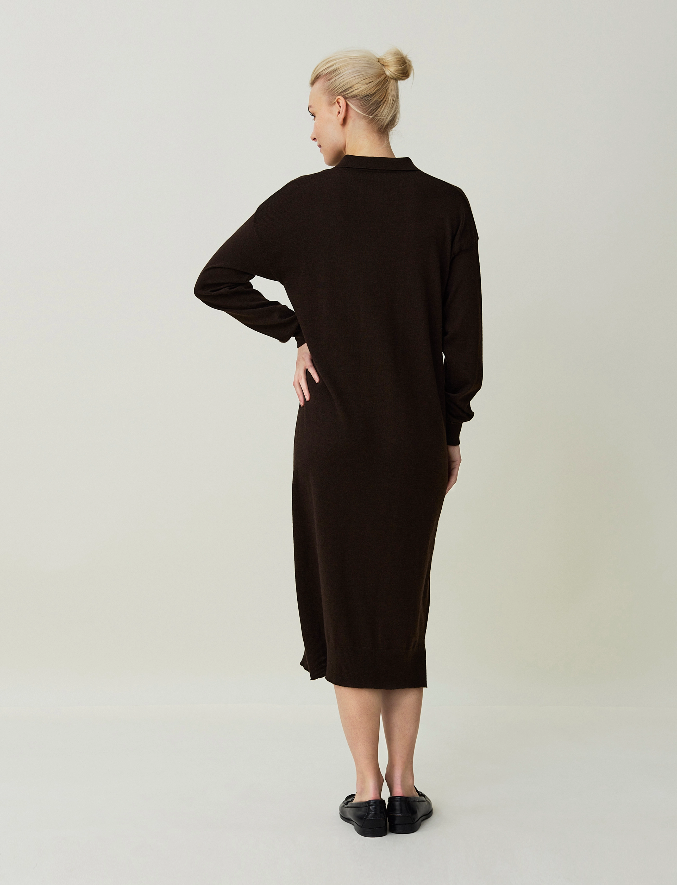 Lexington Clothing - Fanny Merino Wool Knitted Polo Shirt Dress - brown melange - 3