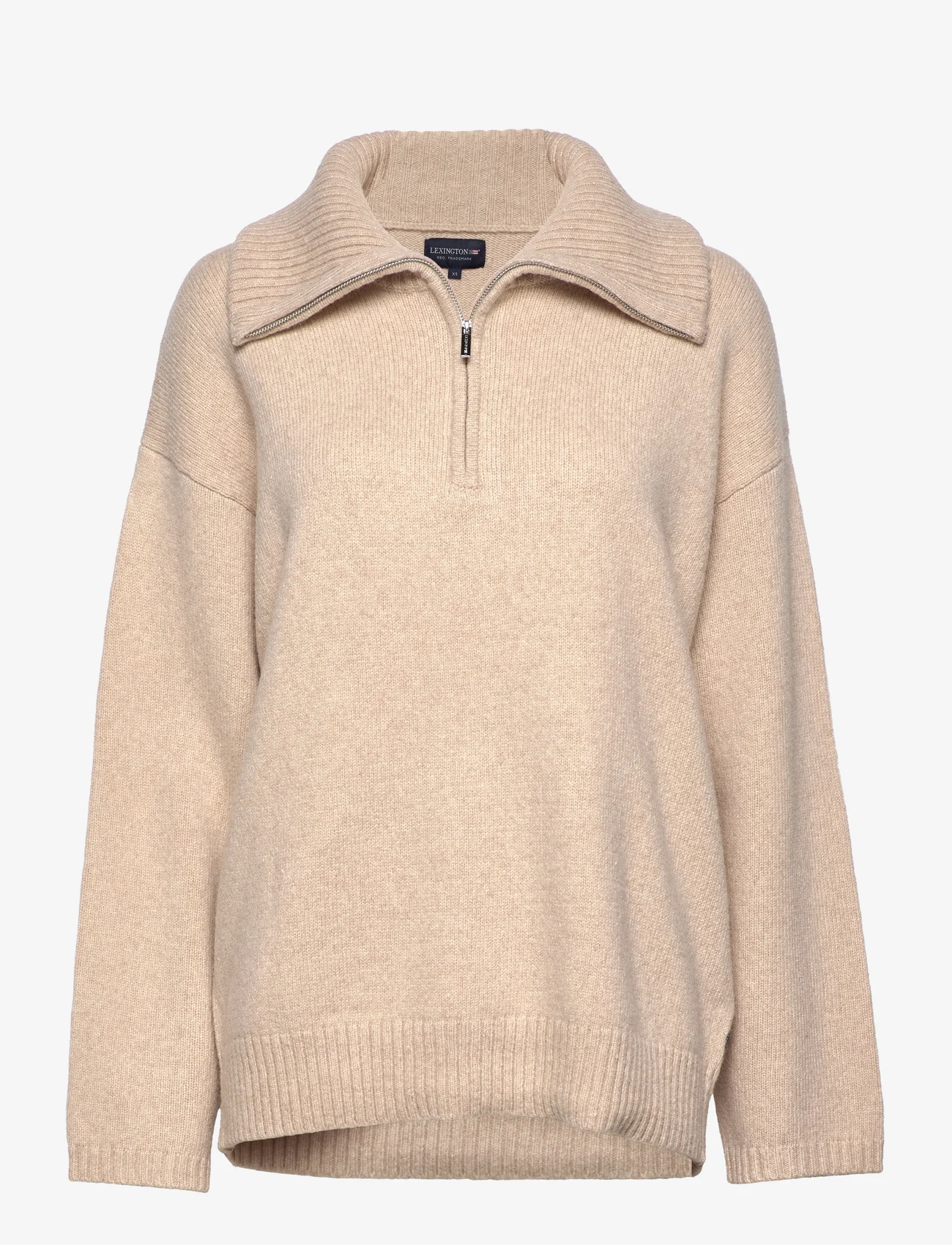 Lexington Clothing - Madison Wool/Alpaca Blend Half Zip Sweater - pullover - light beige melange - 0