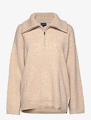 Lexington Clothing - Madison Wool/Alpaca Blend Half Zip Sweater - džemperiai - light beige melange - 0