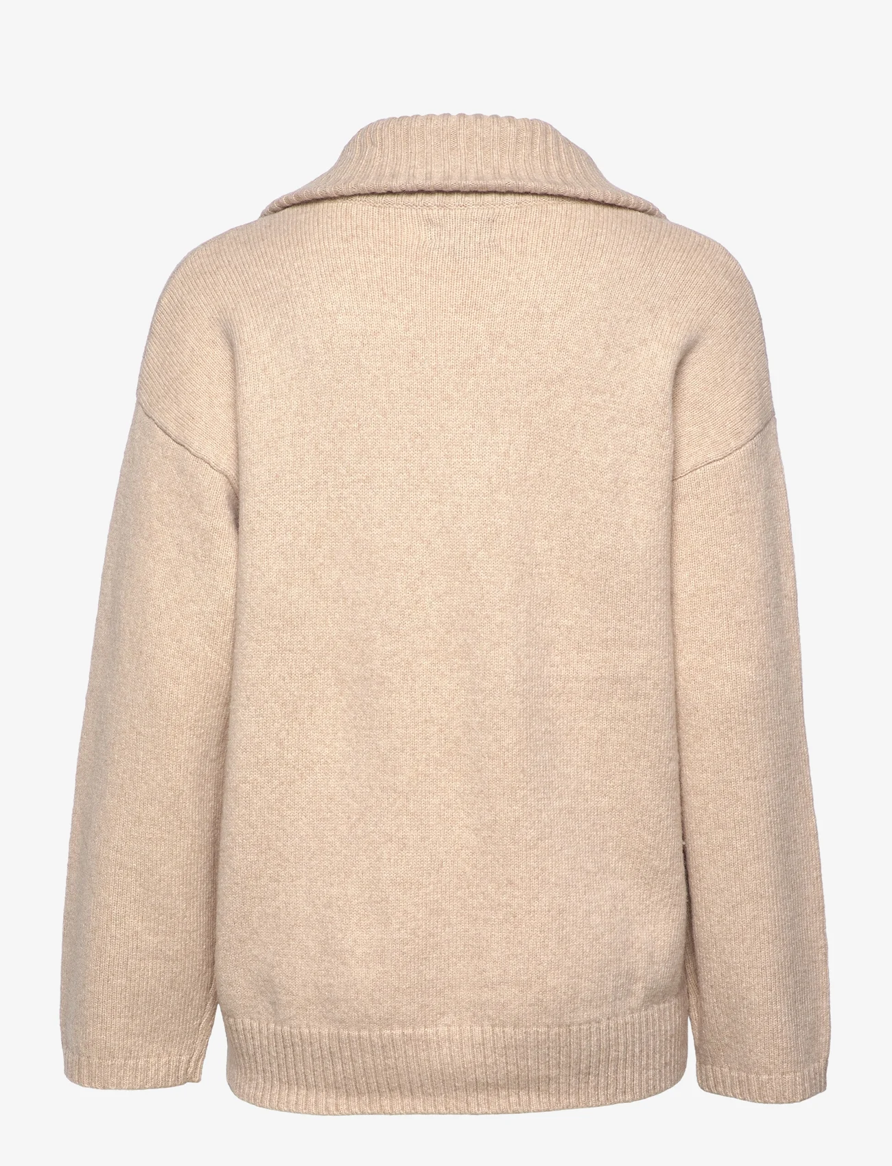 Lexington Clothing - Madison Wool/Alpaca Blend Half Zip Sweater - trøjer - light beige melange - 1