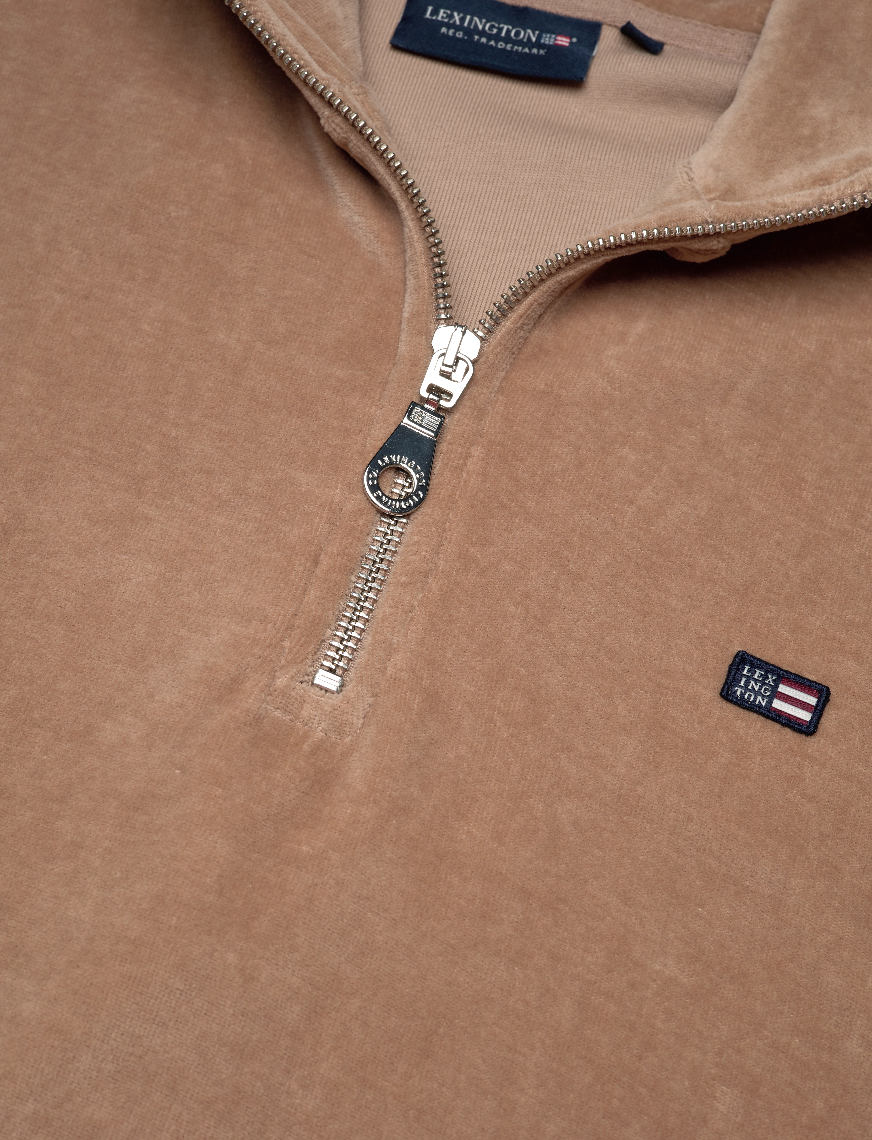 Lexington Clothing - Kelly Organic Cotton Half Zip Velour Sweatshirt - beige - 5