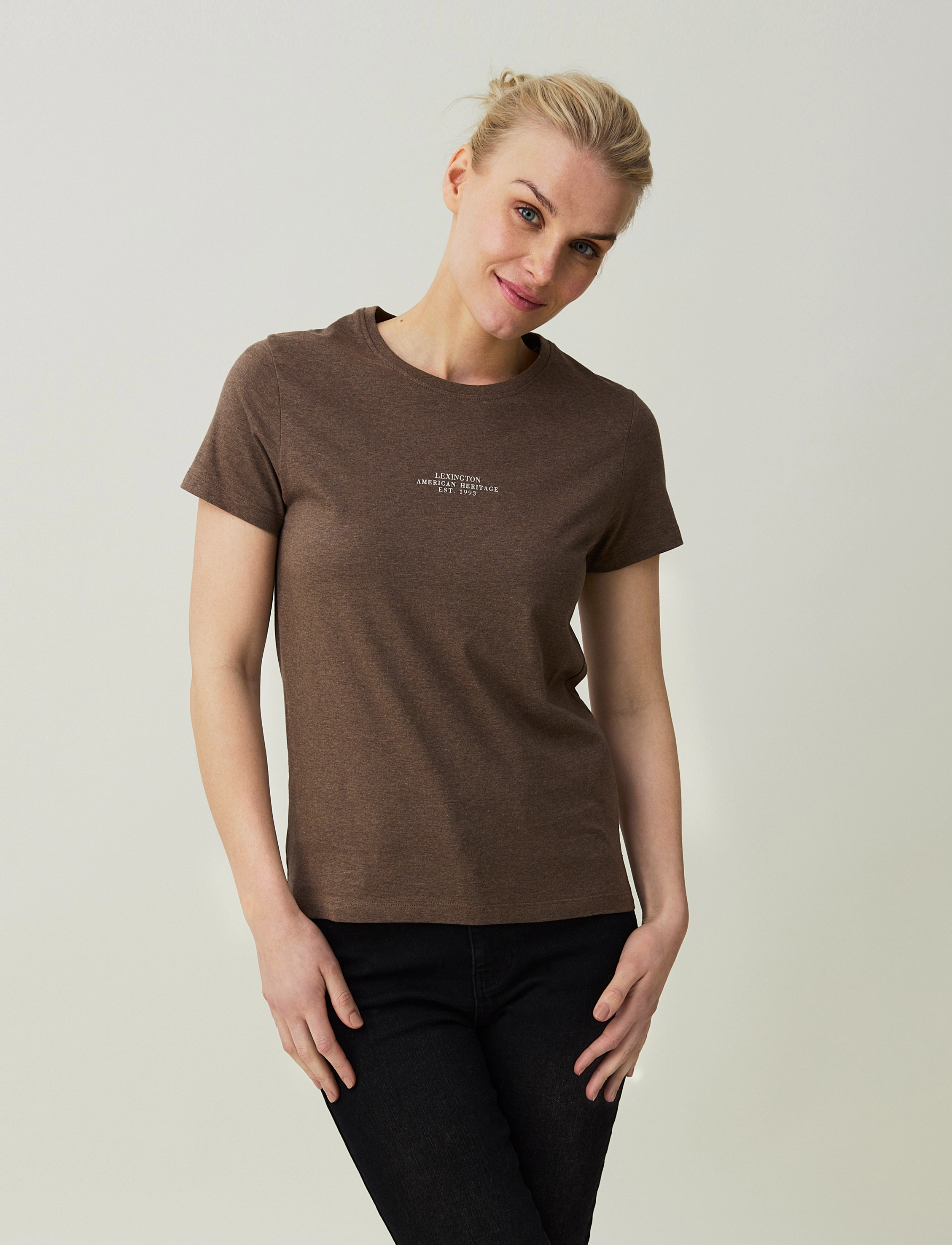 Lexington Clothing - Vanessa Cotton Tee - brown melange - 2