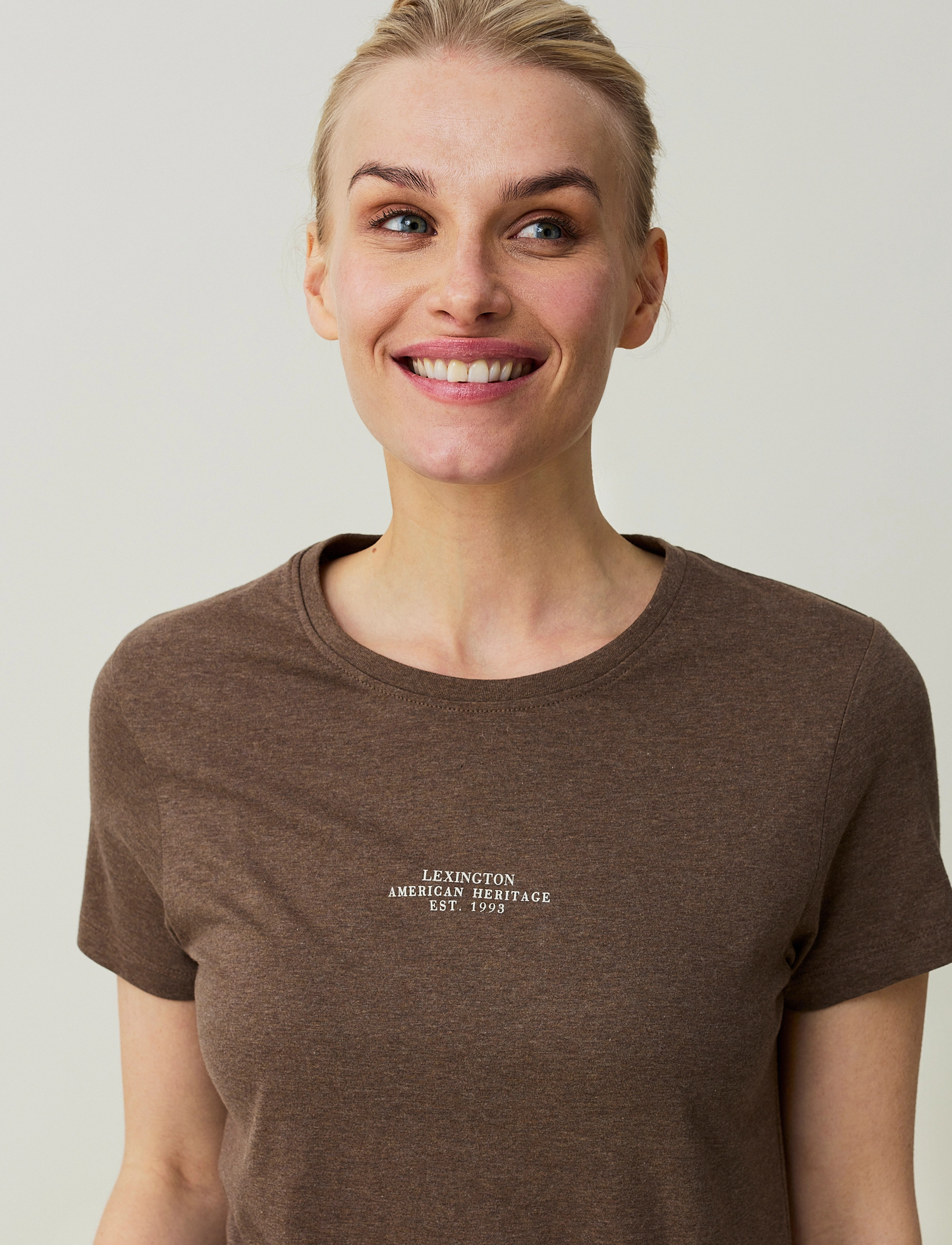 Lexington Clothing - Vanessa Cotton Tee - brown melange - 3