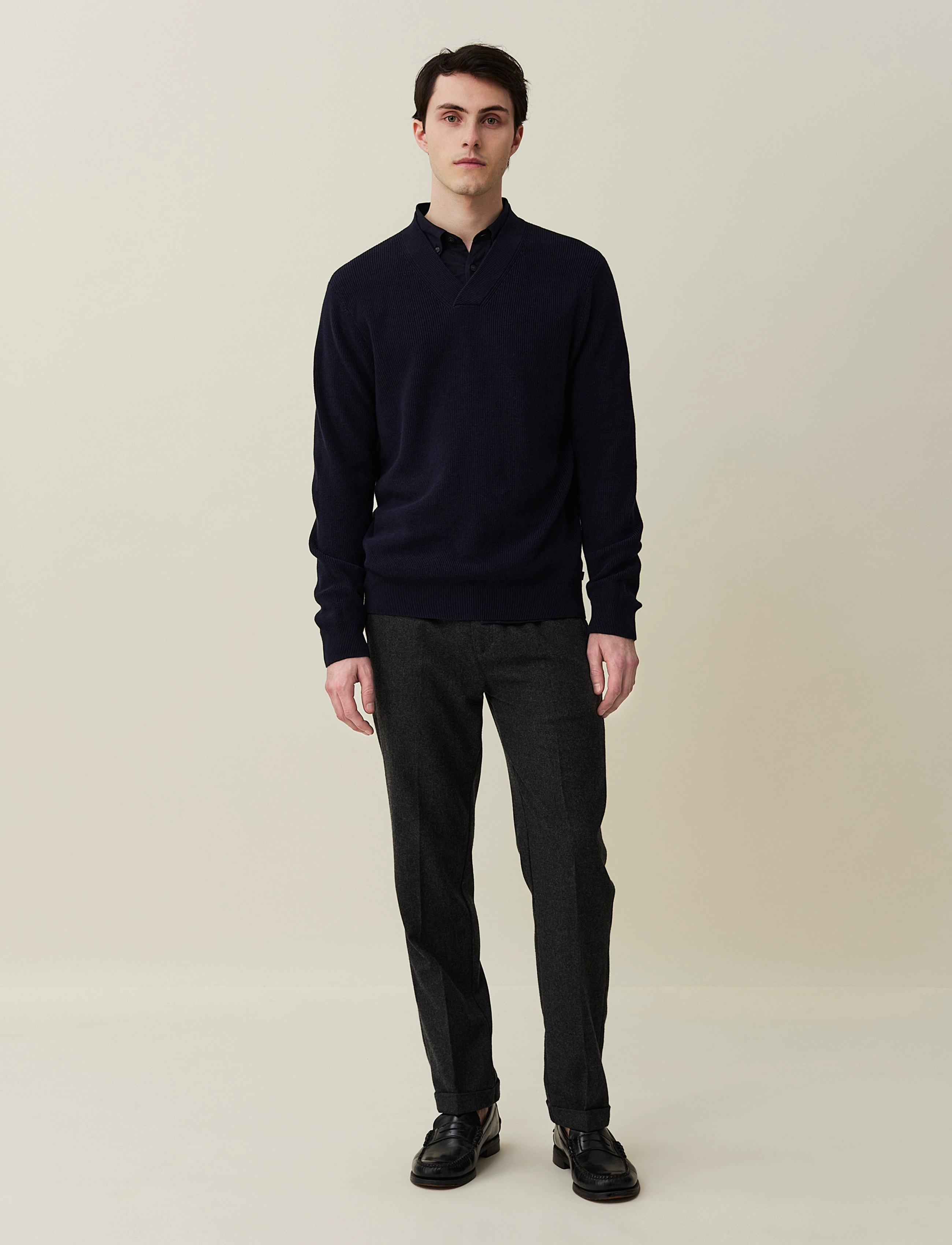Lexington Clothing - Stefan Overlapping V-Neck Sweater - dark blue - 2