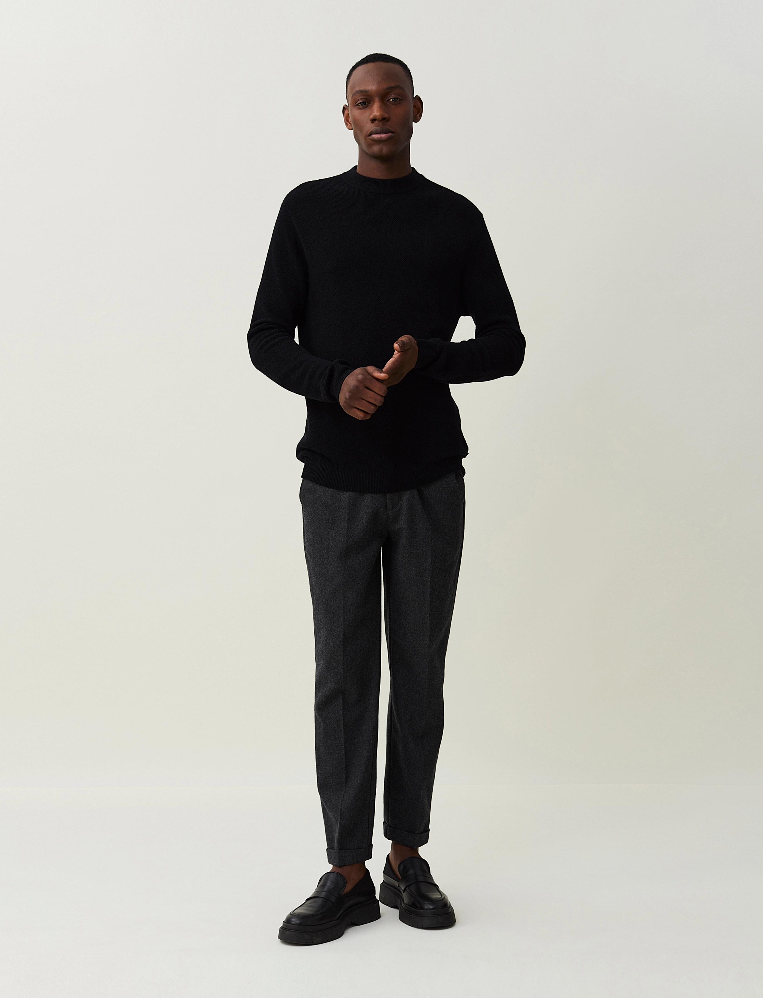 Lexington Clothing - Felix Textured Merino Wool Sweater - black - 2