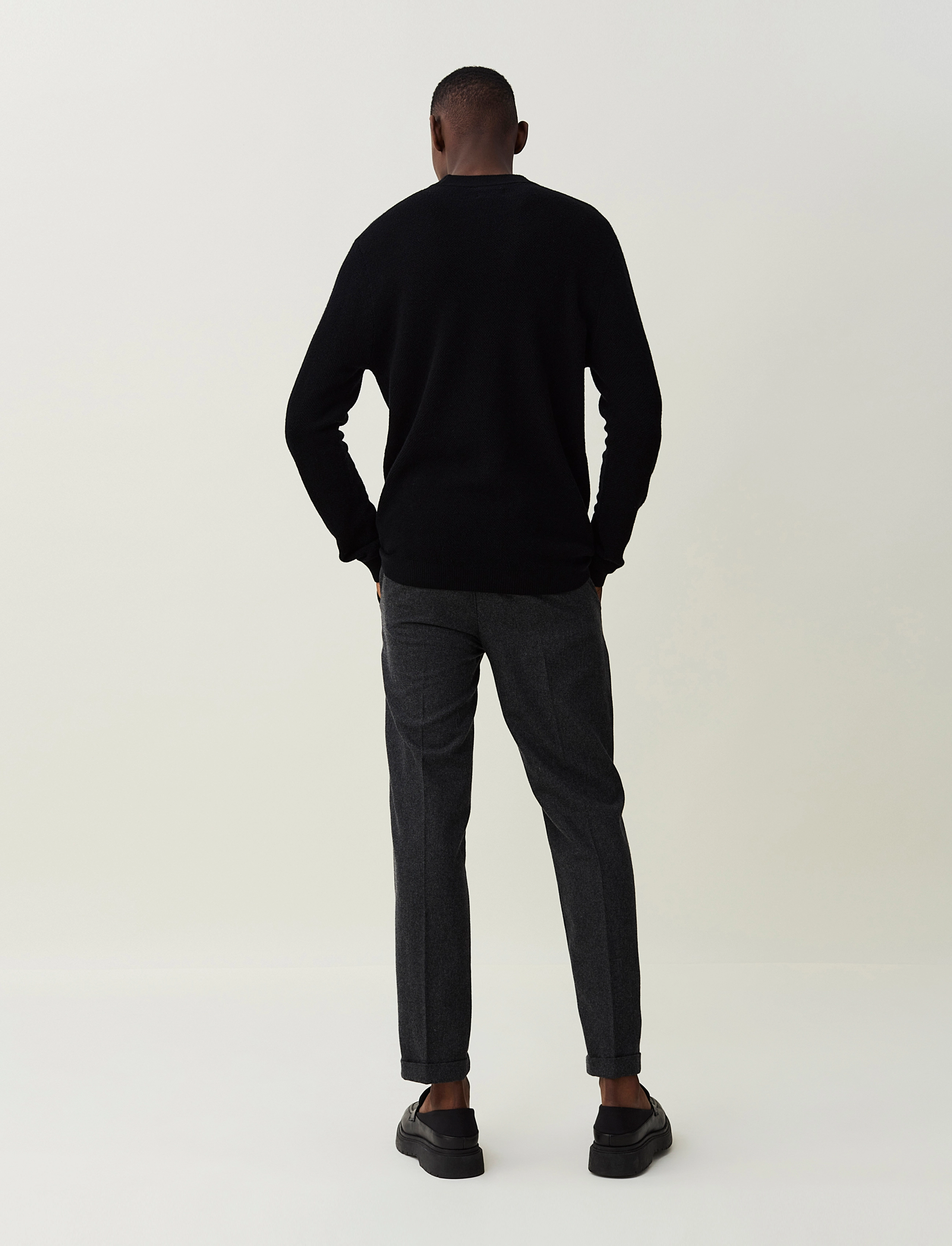 Lexington Clothing - Felix Textured Merino Wool Sweater - black - 3