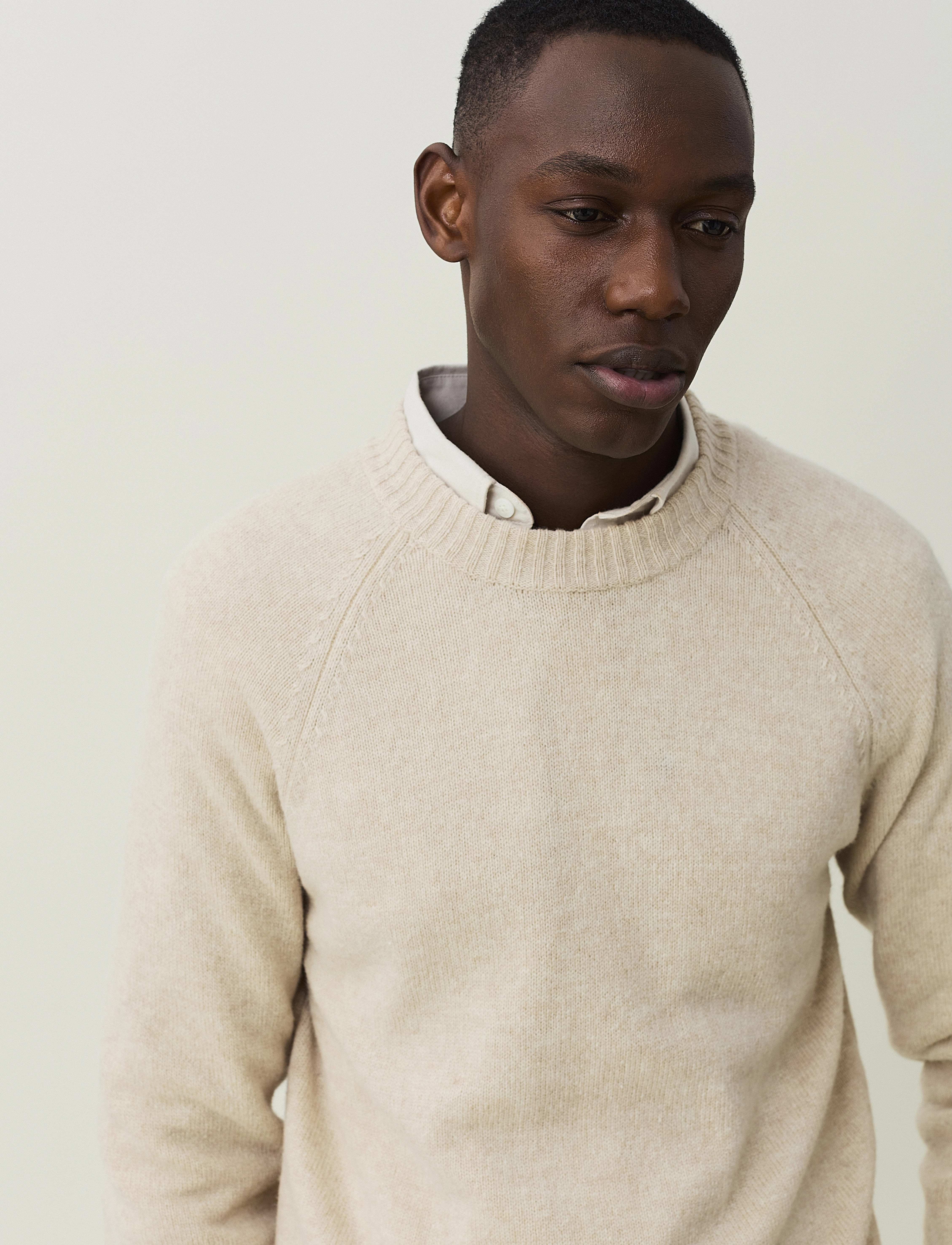 Lexington Clothing - Eric Lambswool Blend High Neck Sweater - light beige - 3