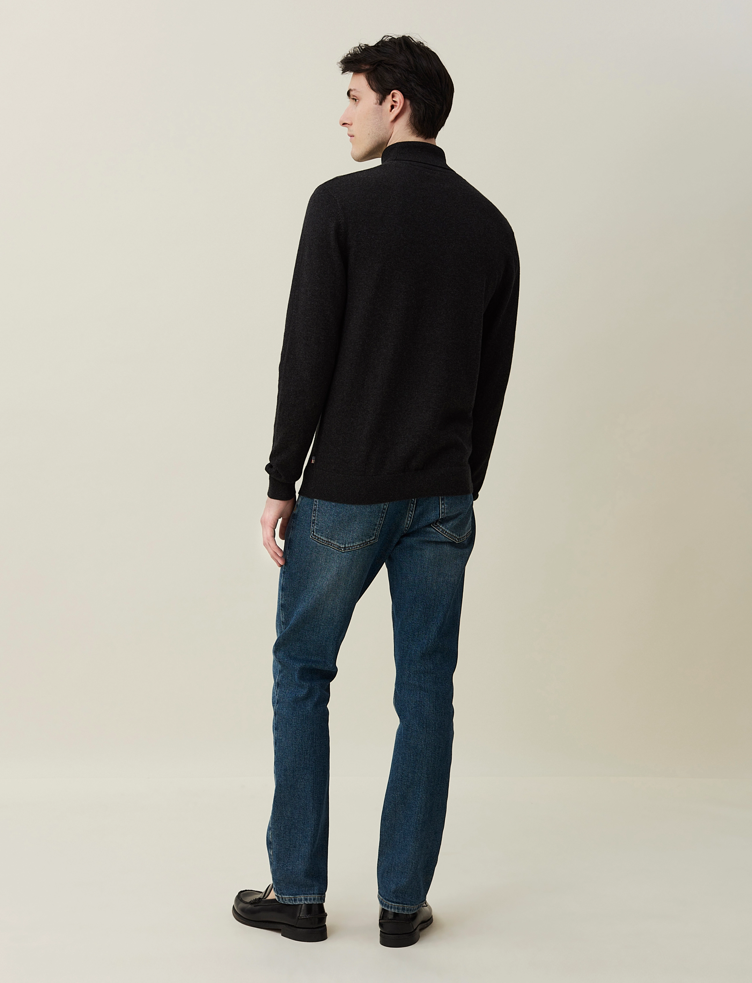 Lexington Clothing - Brian Cotton/Cashmere Blend Rollneck Sweater - dark gray melange - 3