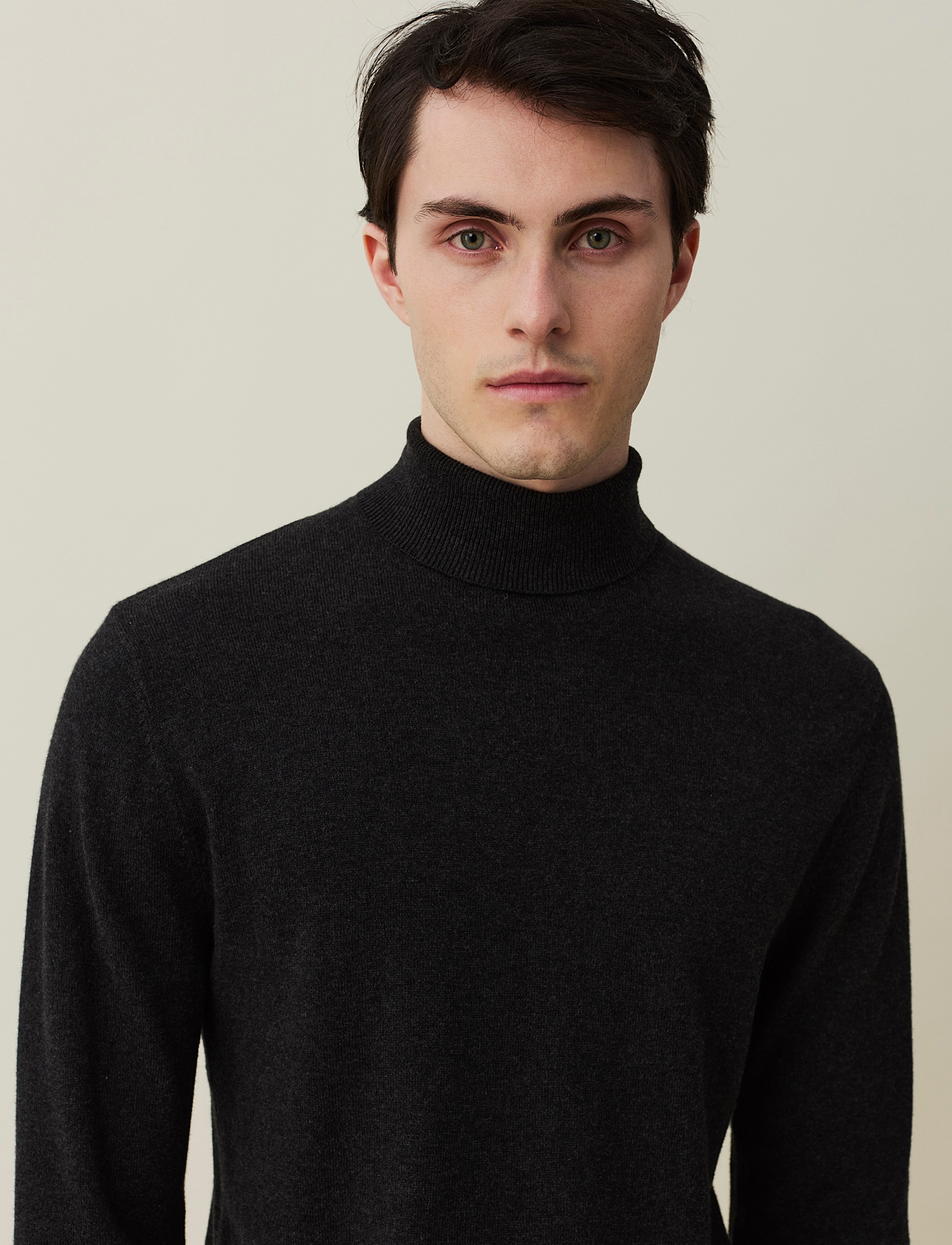 Lexington Clothing - Brian Cotton/Cashmere Blend Rollneck Sweater - dark gray melange - 4
