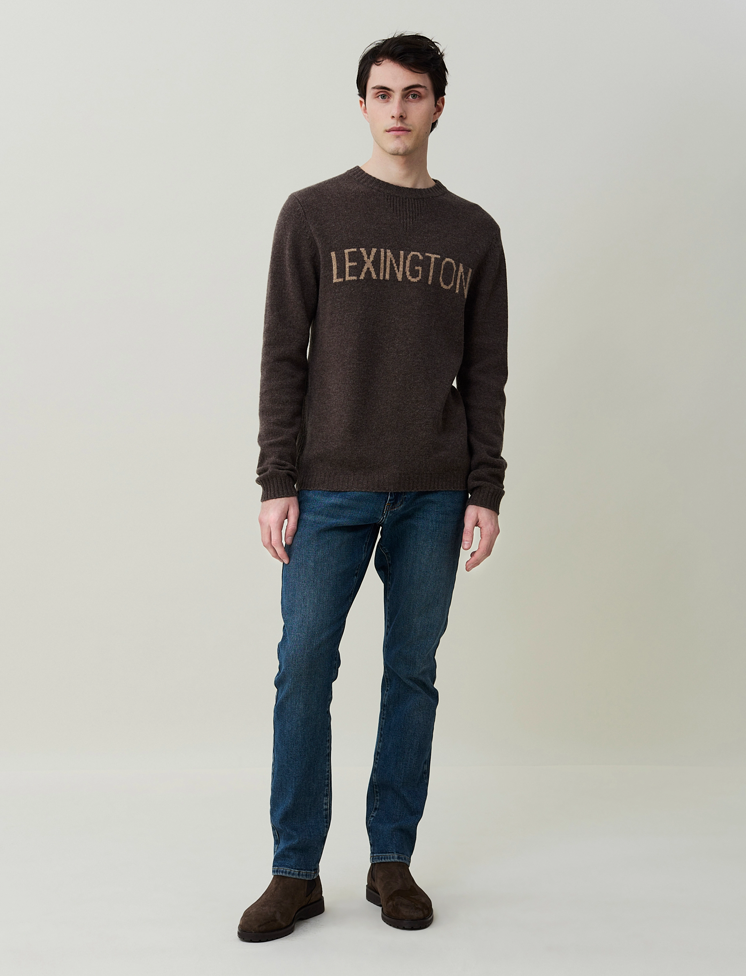 Lexington Clothing - Danny Knitted Intarsia Sweater - brown melange - 2