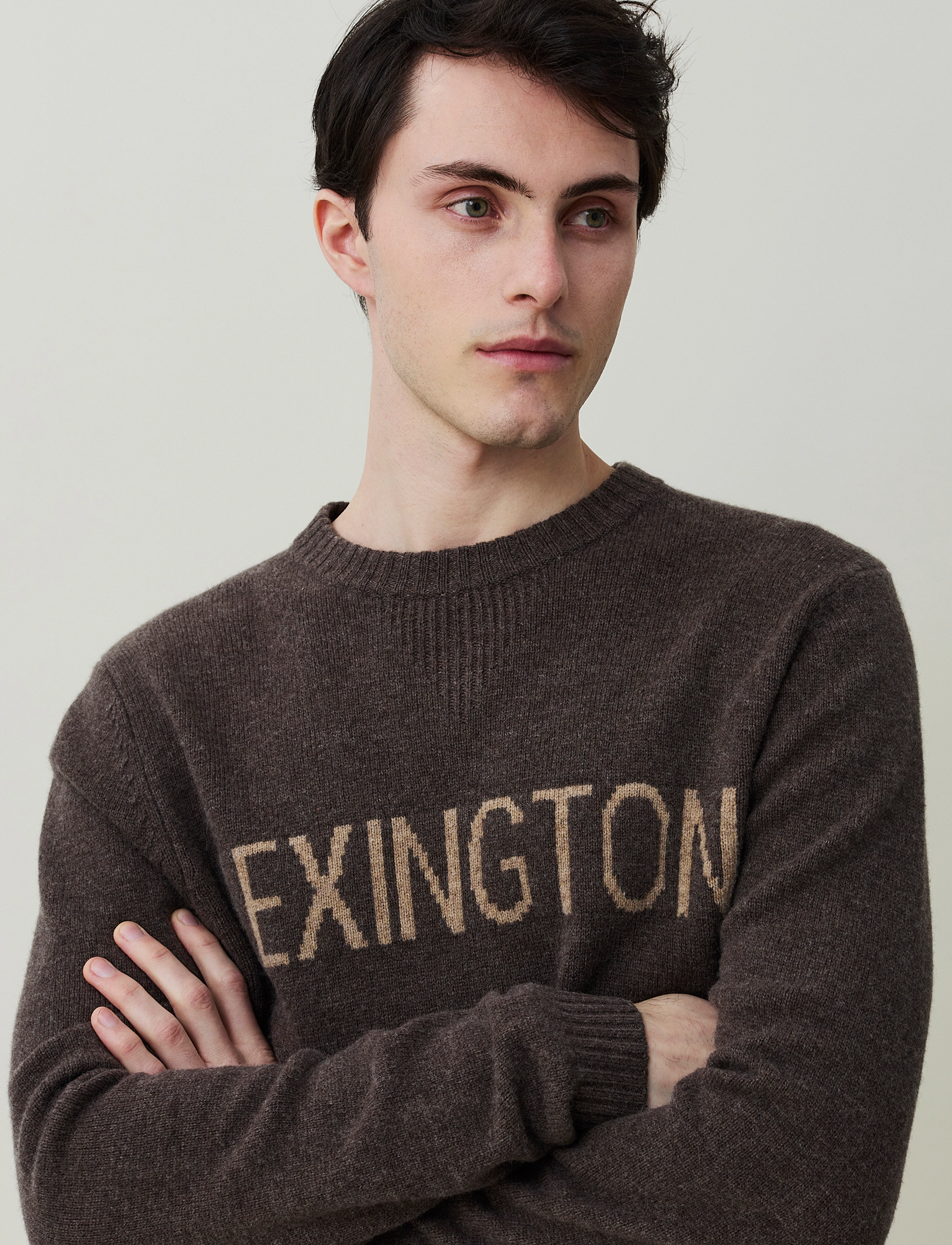 Lexington Clothing - Danny Knitted Intarsia Sweater - brown melange - 4