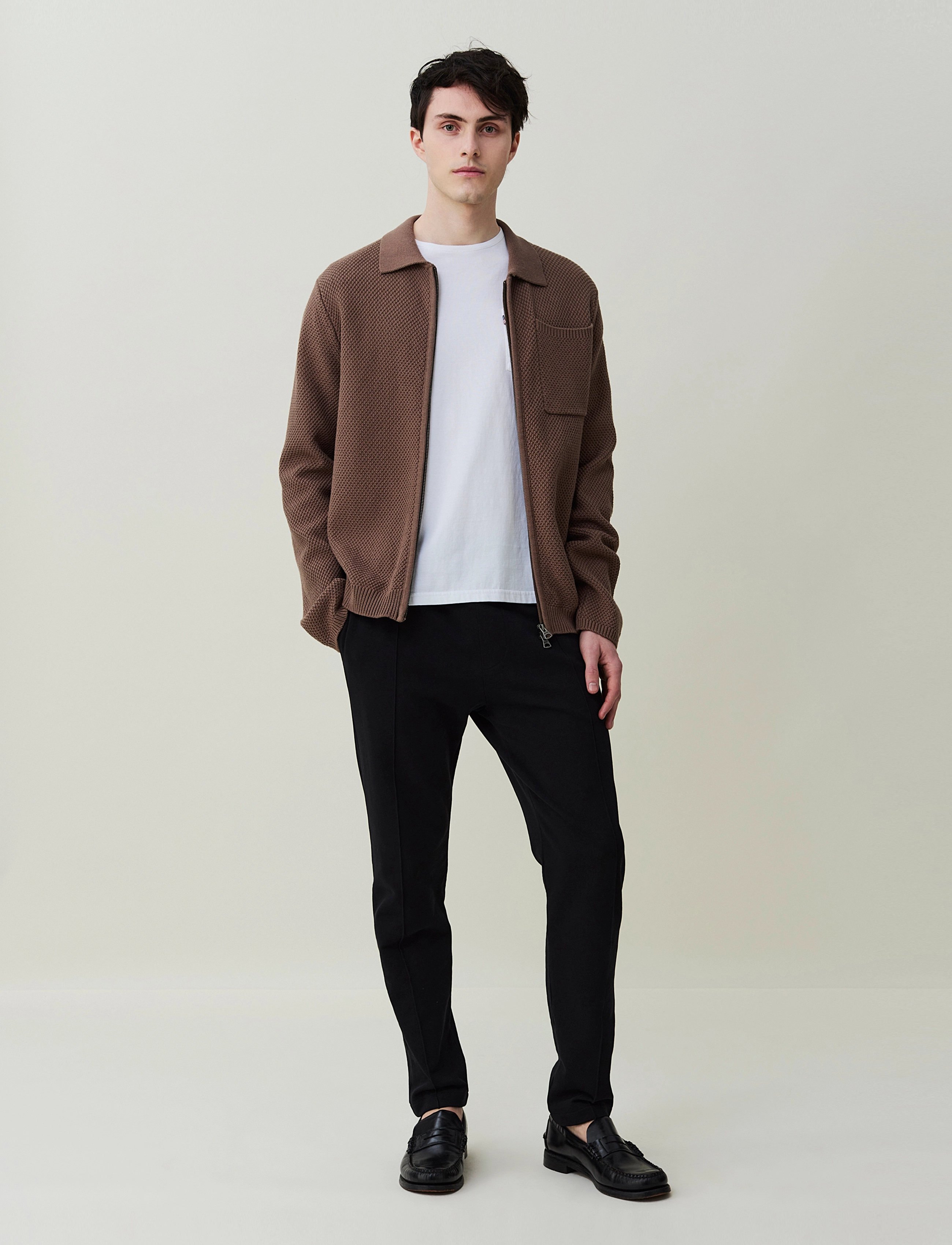 Lexington Clothing - Marlon Knitted Zip Cardigan - light brown - 2