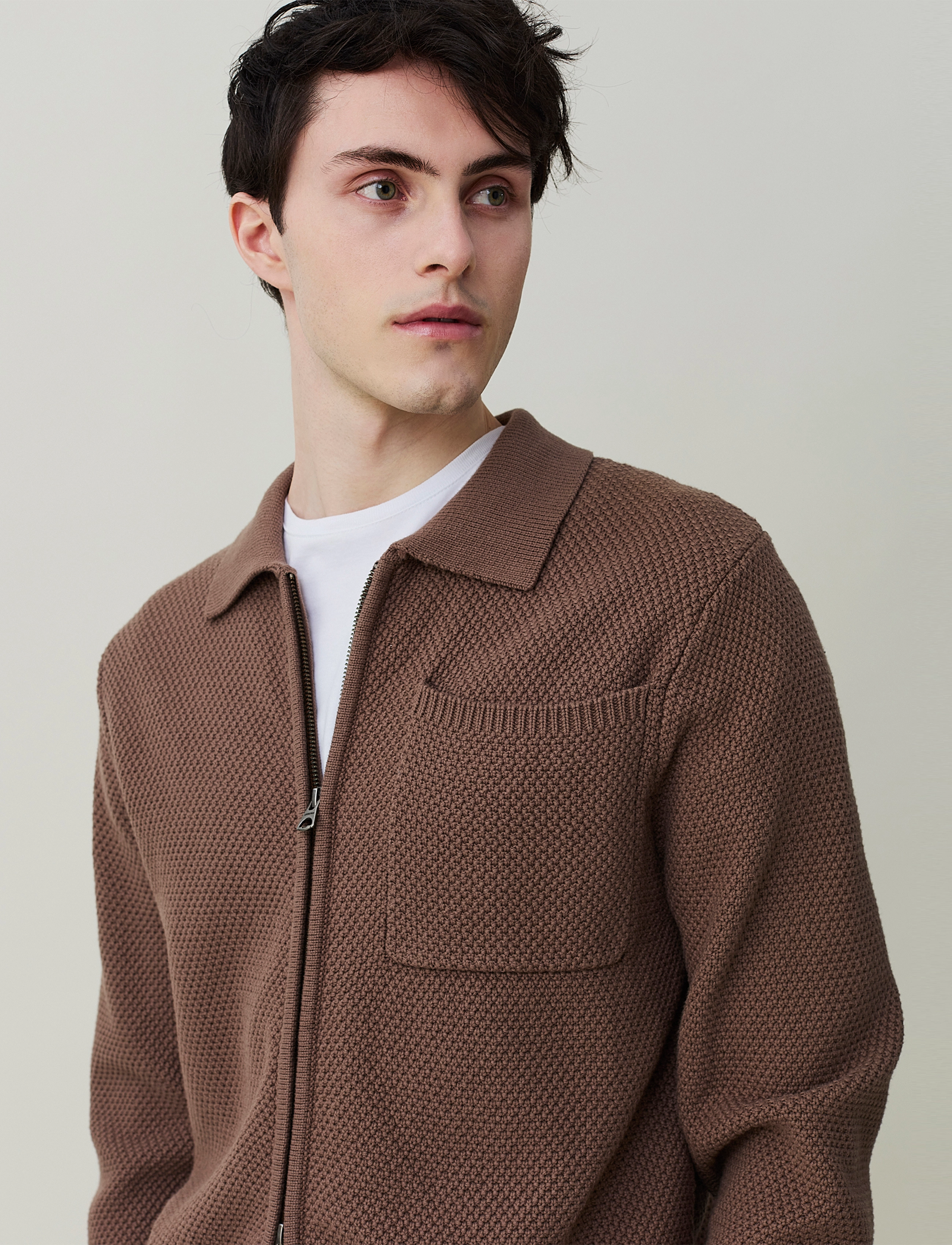 Lexington Clothing - Marlon Knitted Zip Cardigan - light brown - 4