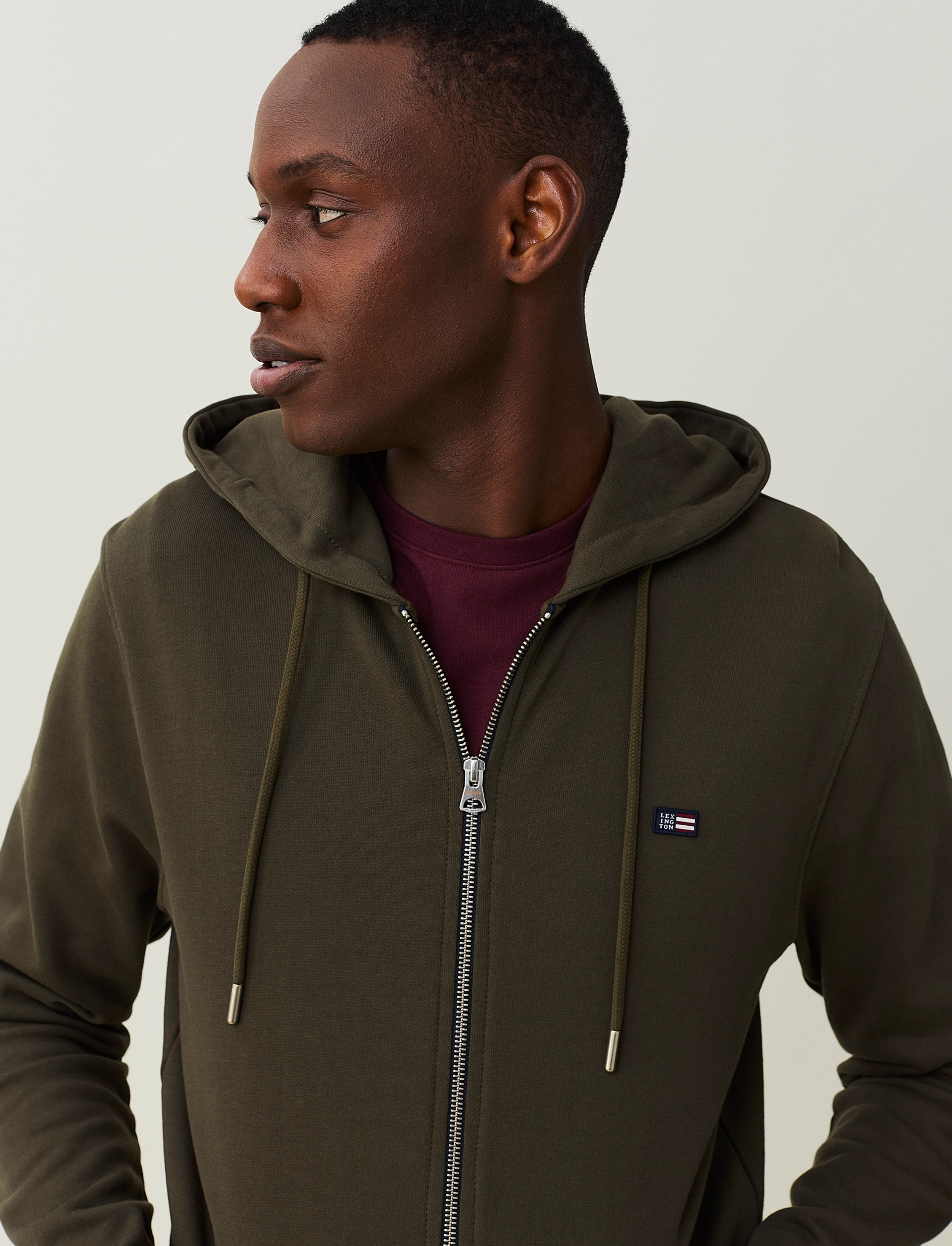 Lexington Clothing - Sebastian Organic Cotton Zip Hood - dark green - 4