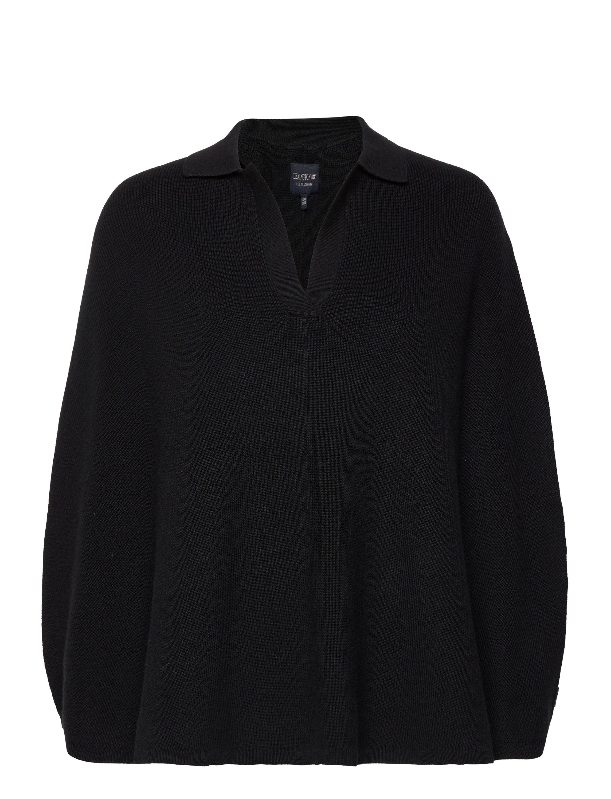 Lexington Clothing Jane Organic Cotton/Cashmere Rib Knit Poncho - Ponchos & capes - BLACK / black