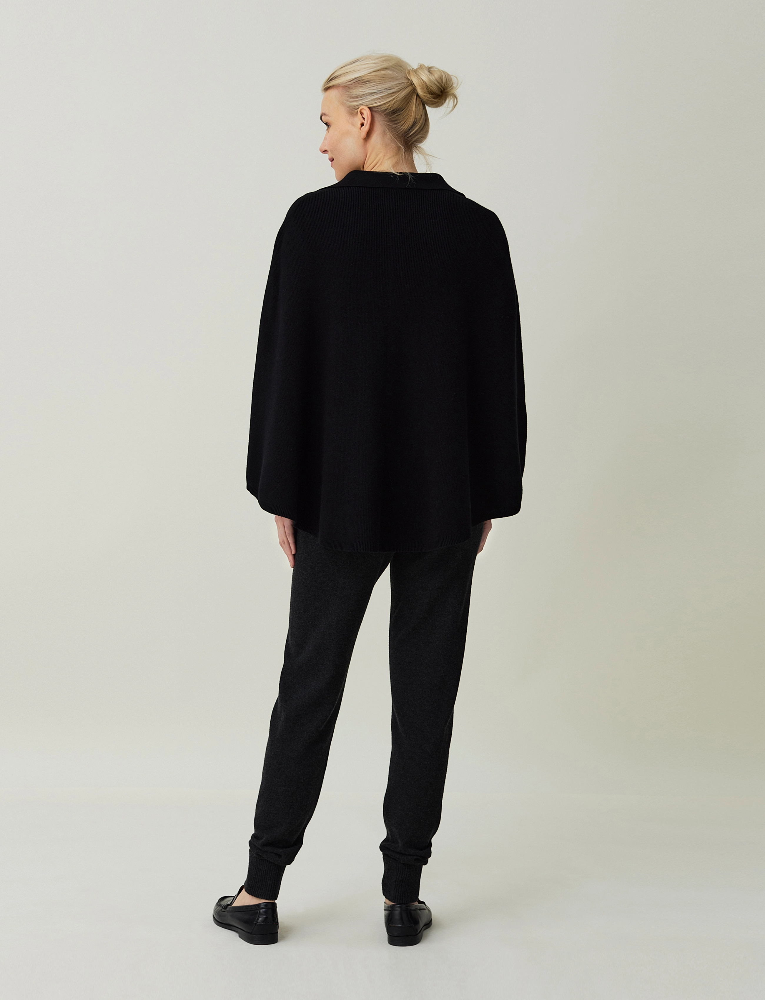 Lexington Clothing - Jane Organic Cotton/Cashmere Rib Knit Poncho - black - 3