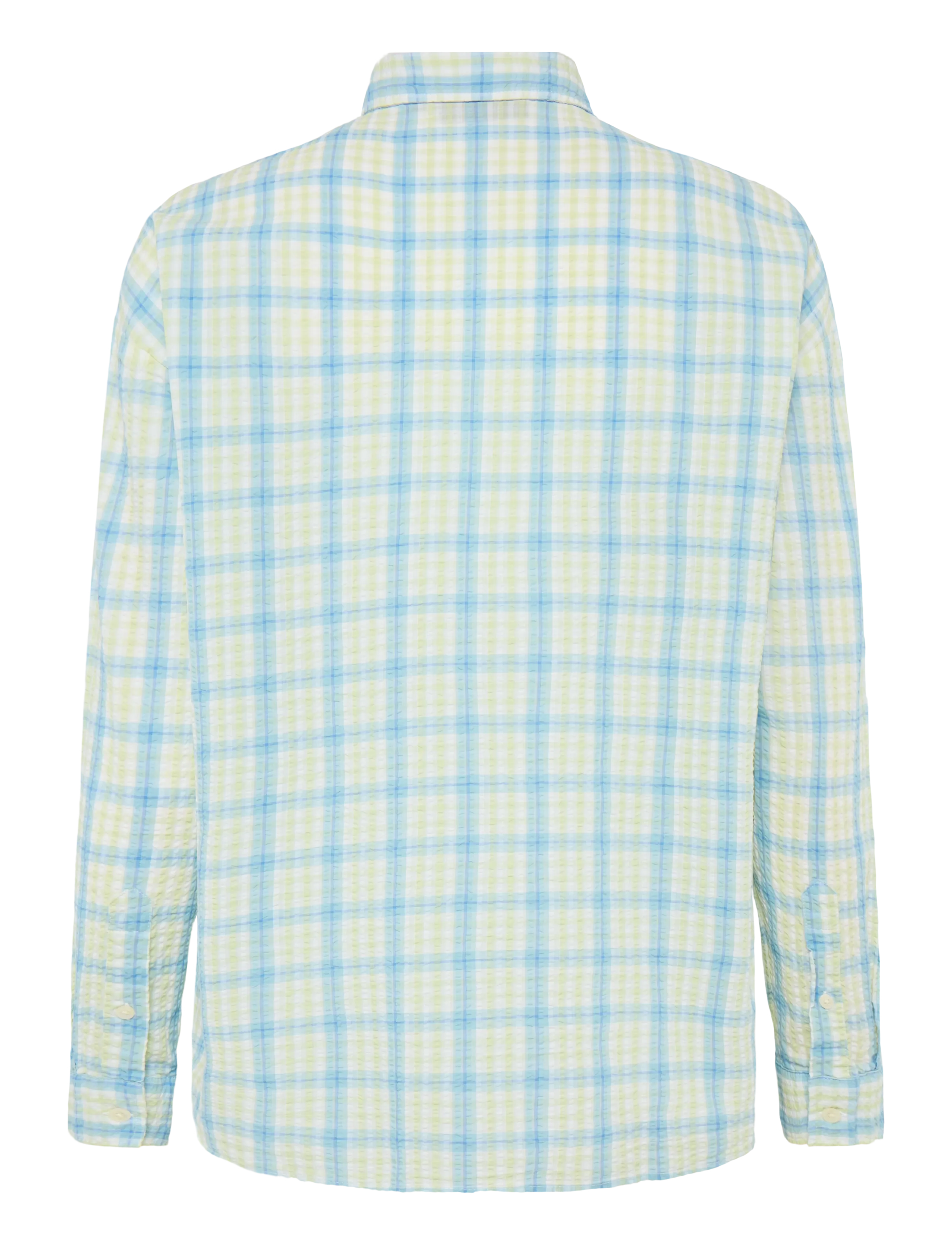 Lexington Clothing - Edith Organic Cotton Seersucker Shirt - langærmede skjorter - green/blue multi check - 2