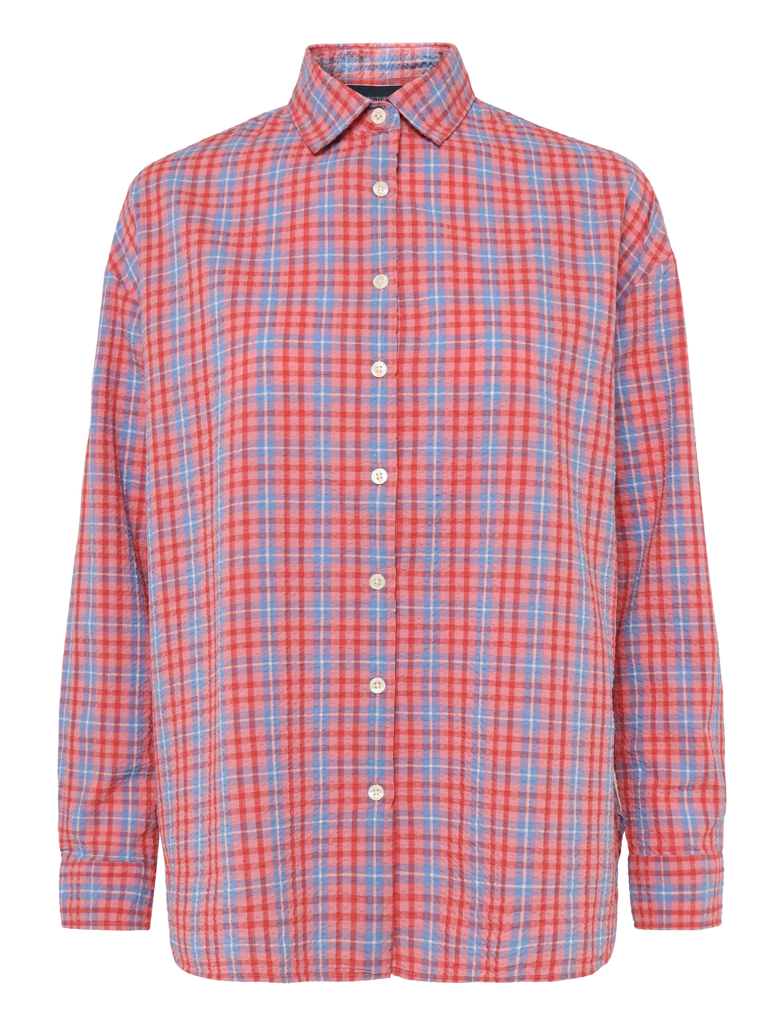 Lexington Clothing Edith Organic Cotton Seersucker Shirt - Kläder - RED/BLUE CHECK / red