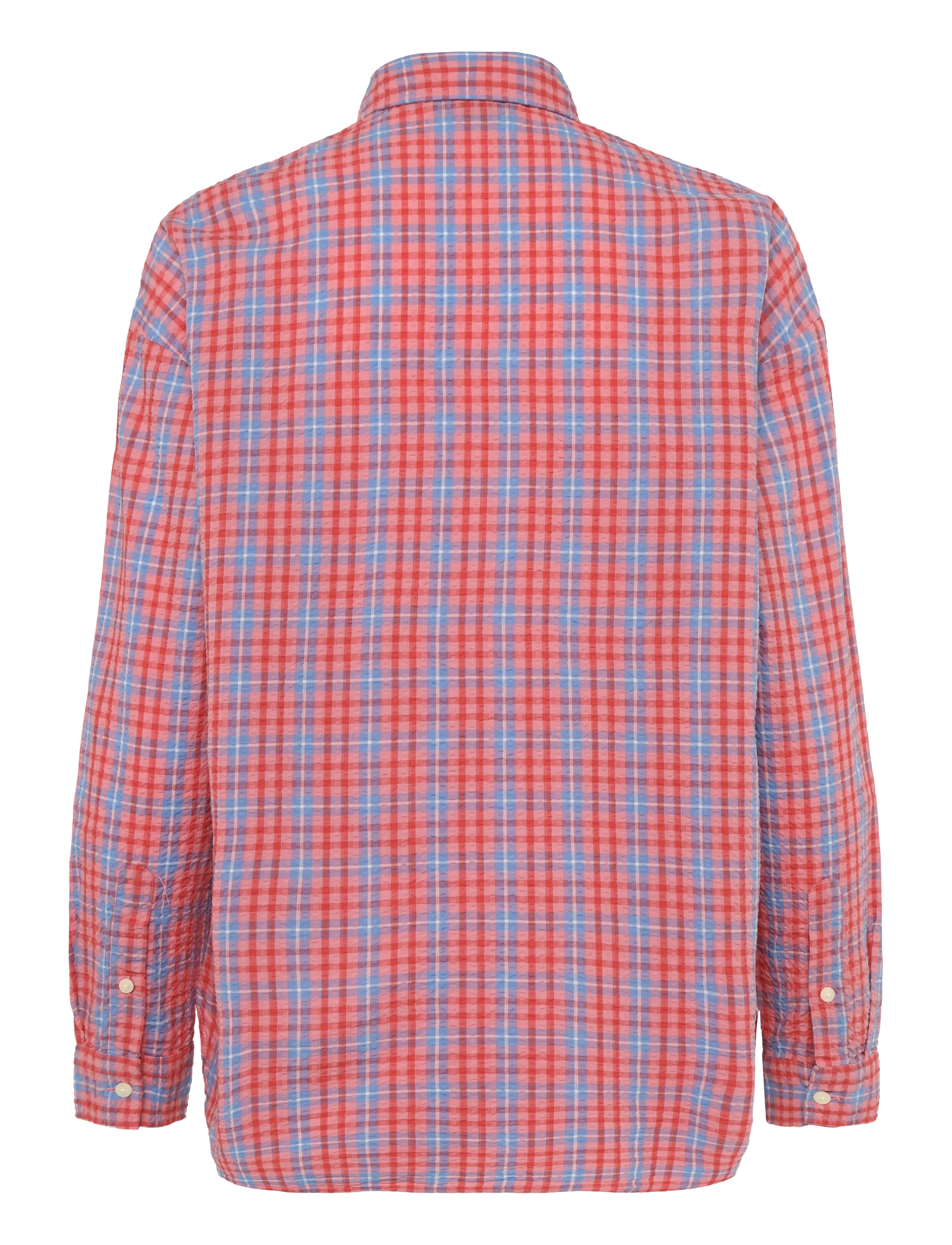 Lexington Clothing - Edith Organic Cotton Seersucker Shirt - langärmlige hemden - red/blue check - 2