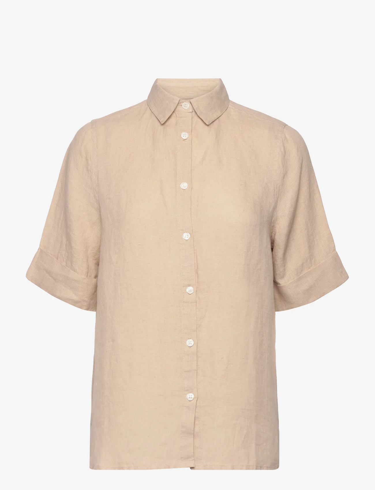 Lexington Clothing - Reign Linen Short Sleeve Shirt - pellavakauluspaidat - beige - 0