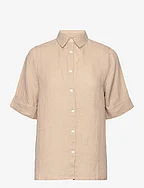 Reign Linen Short Sleeve Shirt - BEIGE