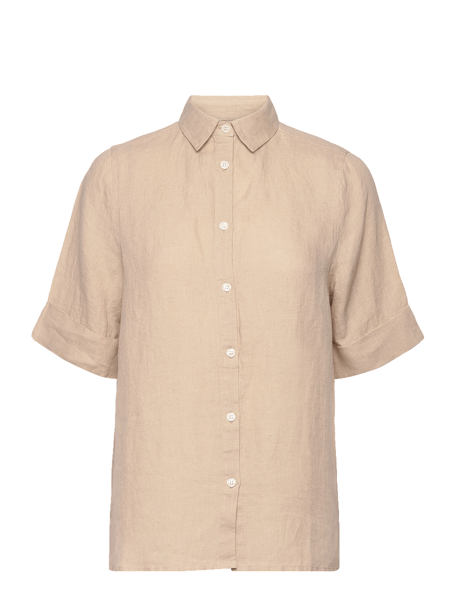 Lexington Clothing - Reign Linen Short Sleeve Shirt - lininiai marškiniai - beige - 1