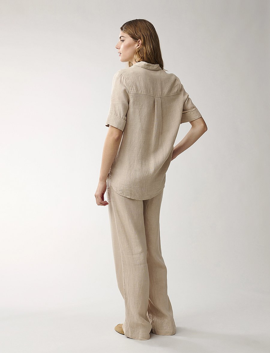 Lexington Clothing - Reign Linen Short Sleeve Shirt - lininiai marškiniai - beige - 3